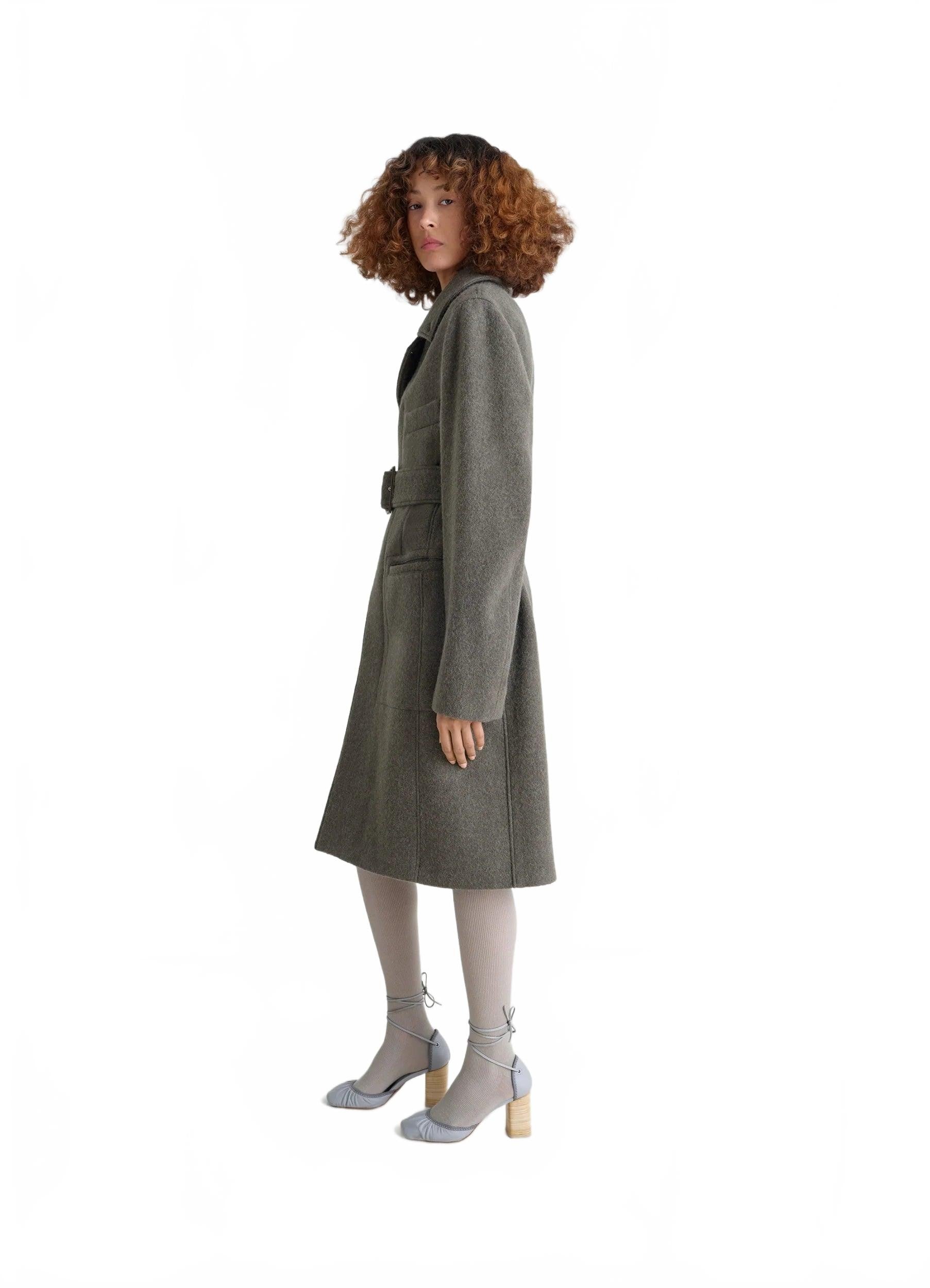 Belted Tailored Coat - Lemaire - Dark Khaki