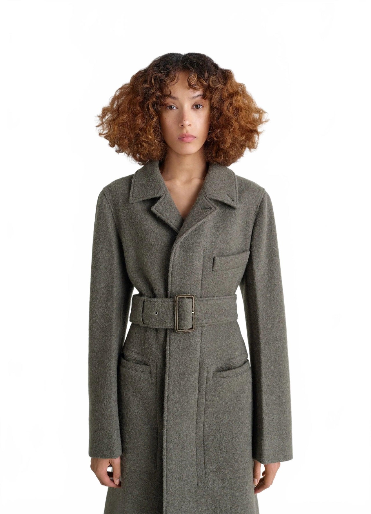 Belted Tailored Coat - Lemaire - Dark Khaki