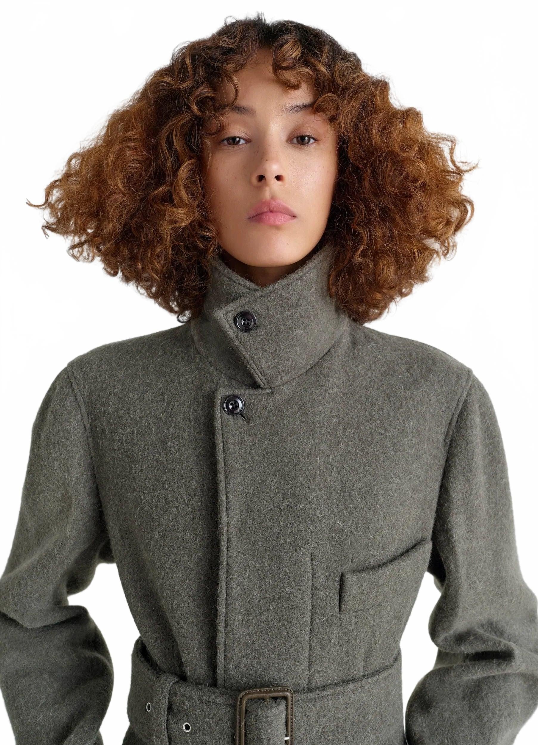 Belted Tailored Coat - Lemaire - Dark Khaki