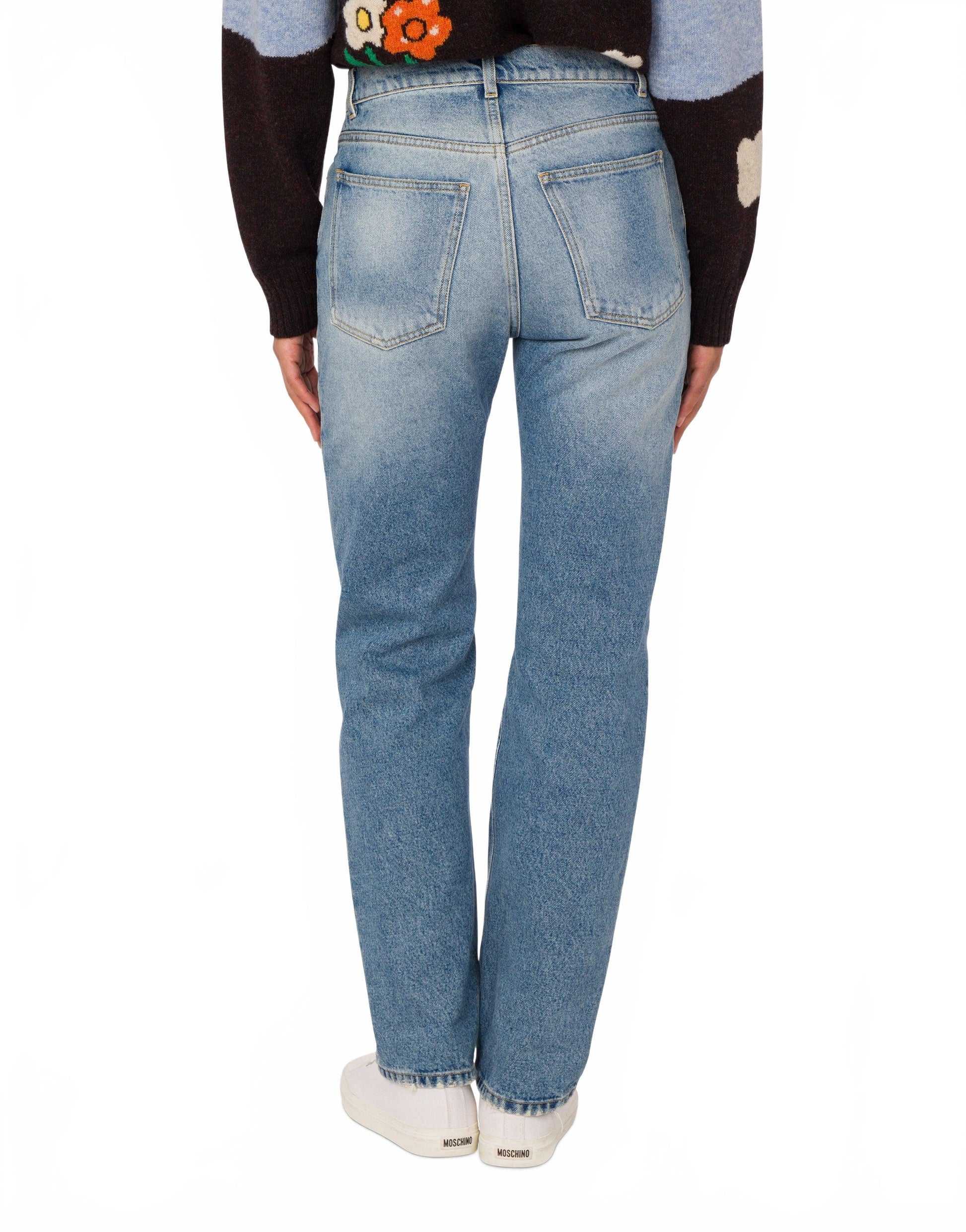 Pantalon En Denim Patchwork - Moschino - Multi Blue