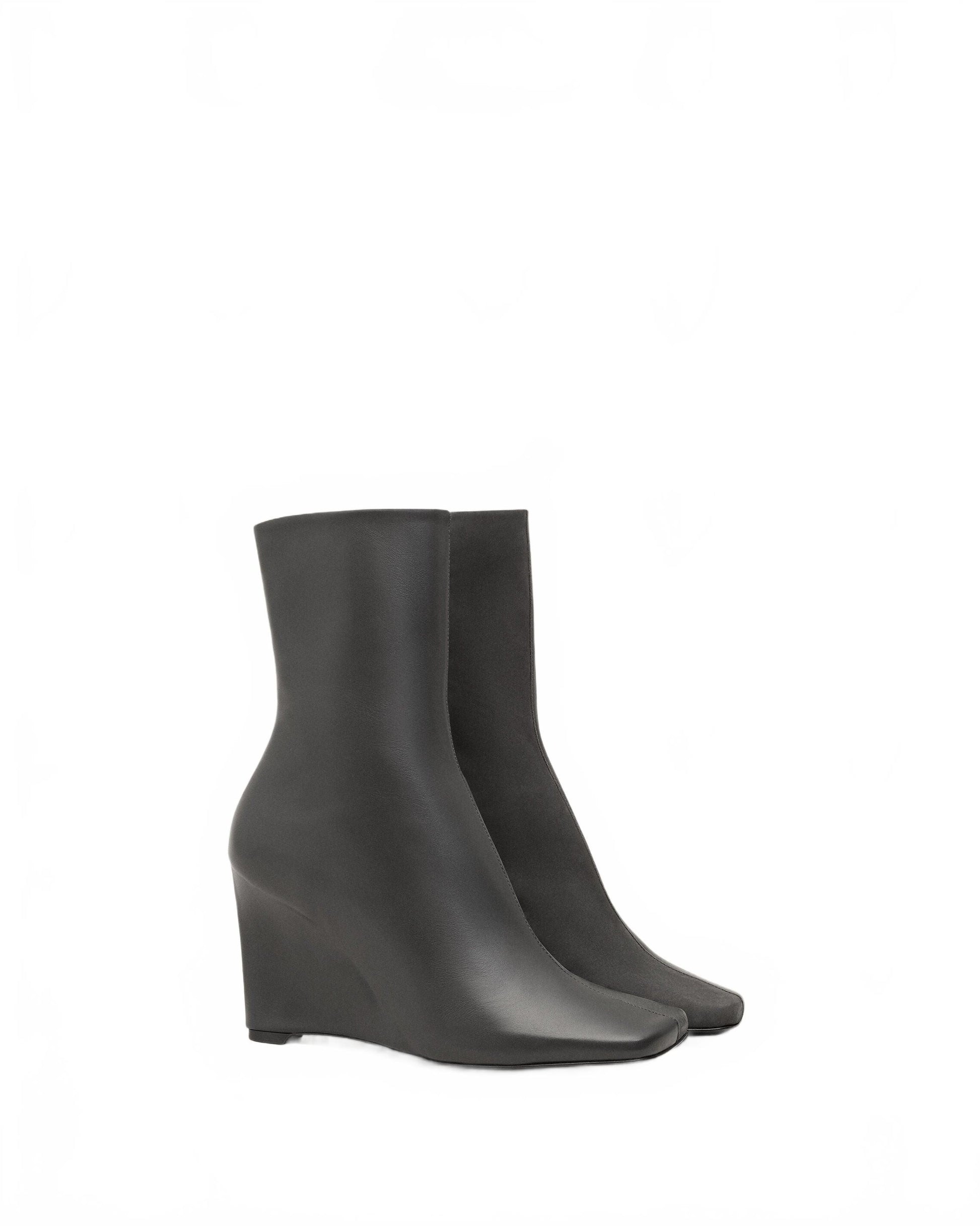 Bottines Cuir Lisse Satine - Ami - Anthracite
