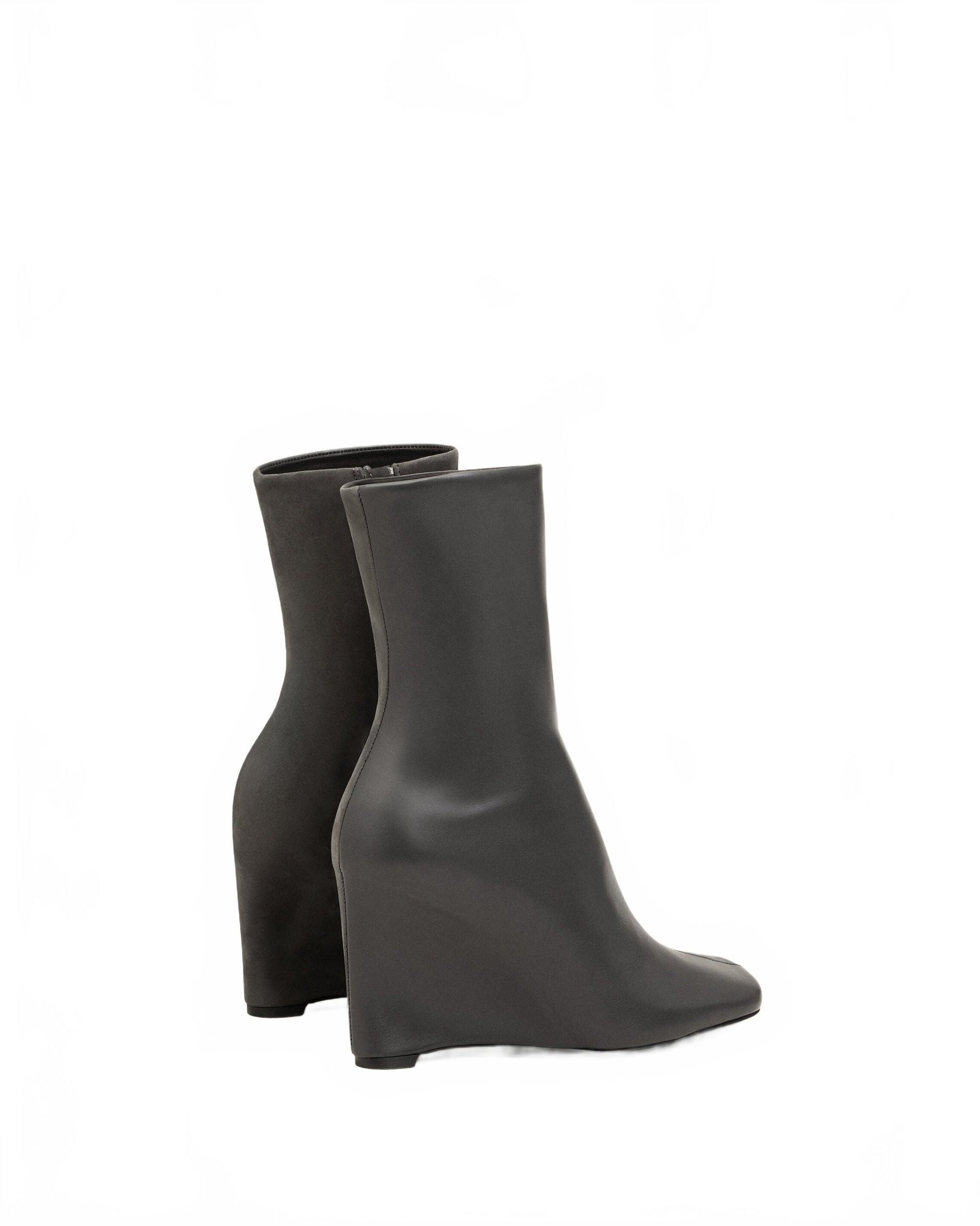 Bottines Cuir Lisse Satine - Ami - Anthracite