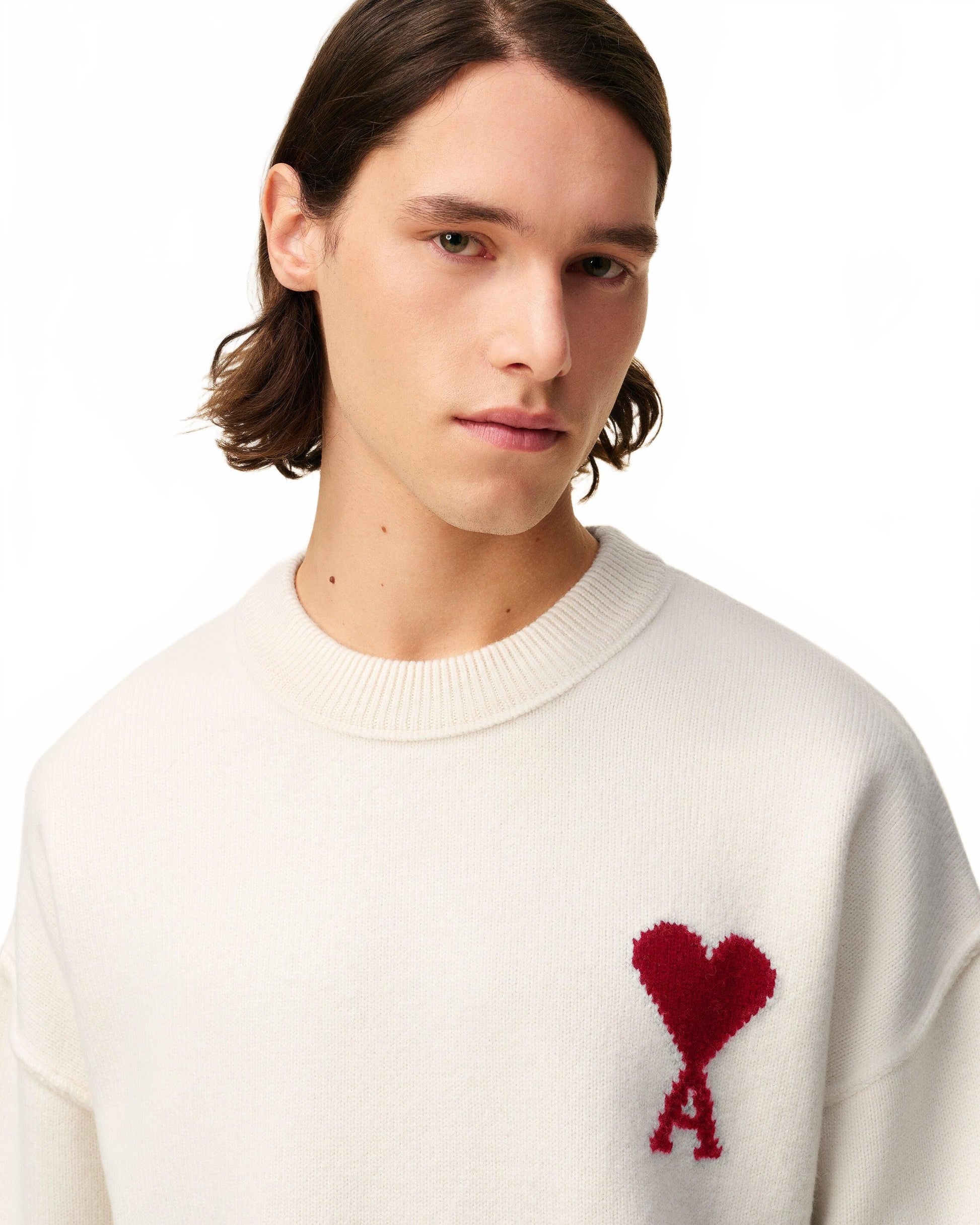 Pul Col Rond Ami De Coeur - Ami - Ecru / Rouge