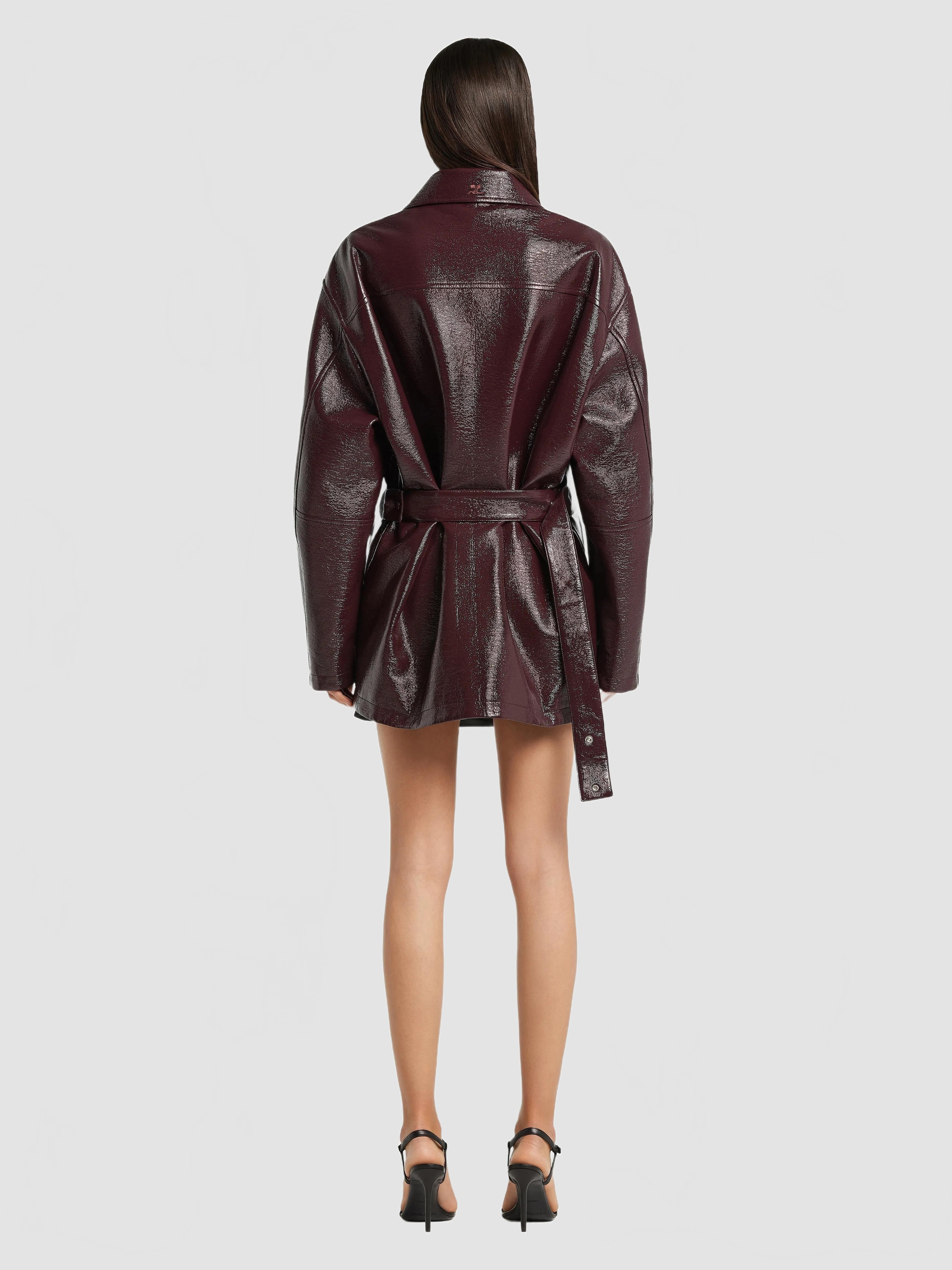 Courreges21スタジャンMサイズ(38) Zipped Vinyl Maxi Bomber Jacket - Courreges - Burgundy