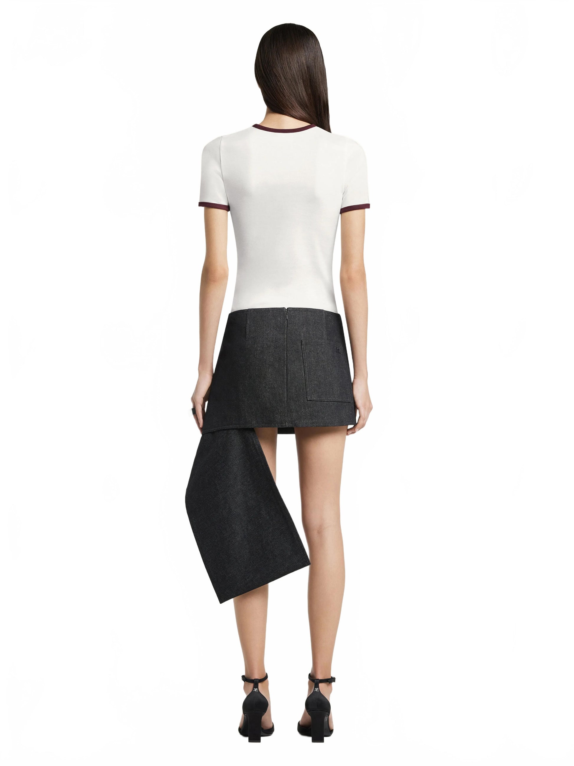 T-shirt Signature Contrast - Courreges - Heritage White / Burgundy