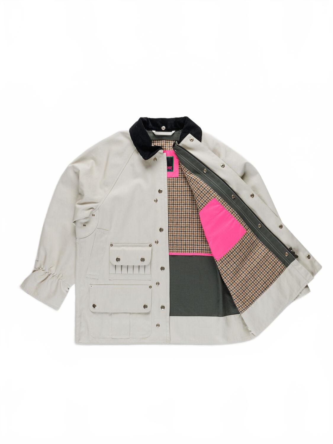 Bonded Cotton Utility Jacket - La Fetiche - Ecru / Black