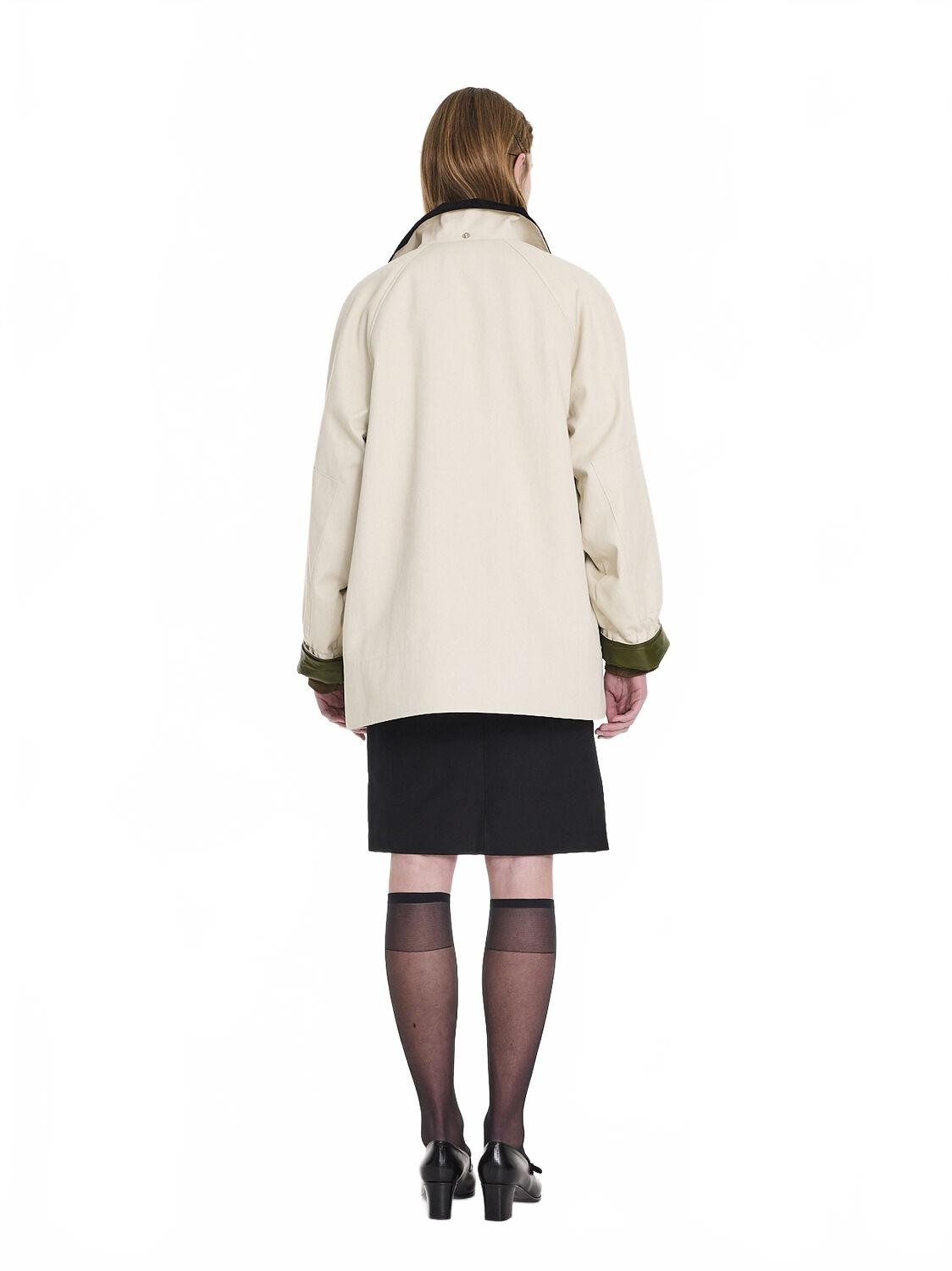 Bonded Cotton Utility Jacket - La Fetiche - Ecru / Black