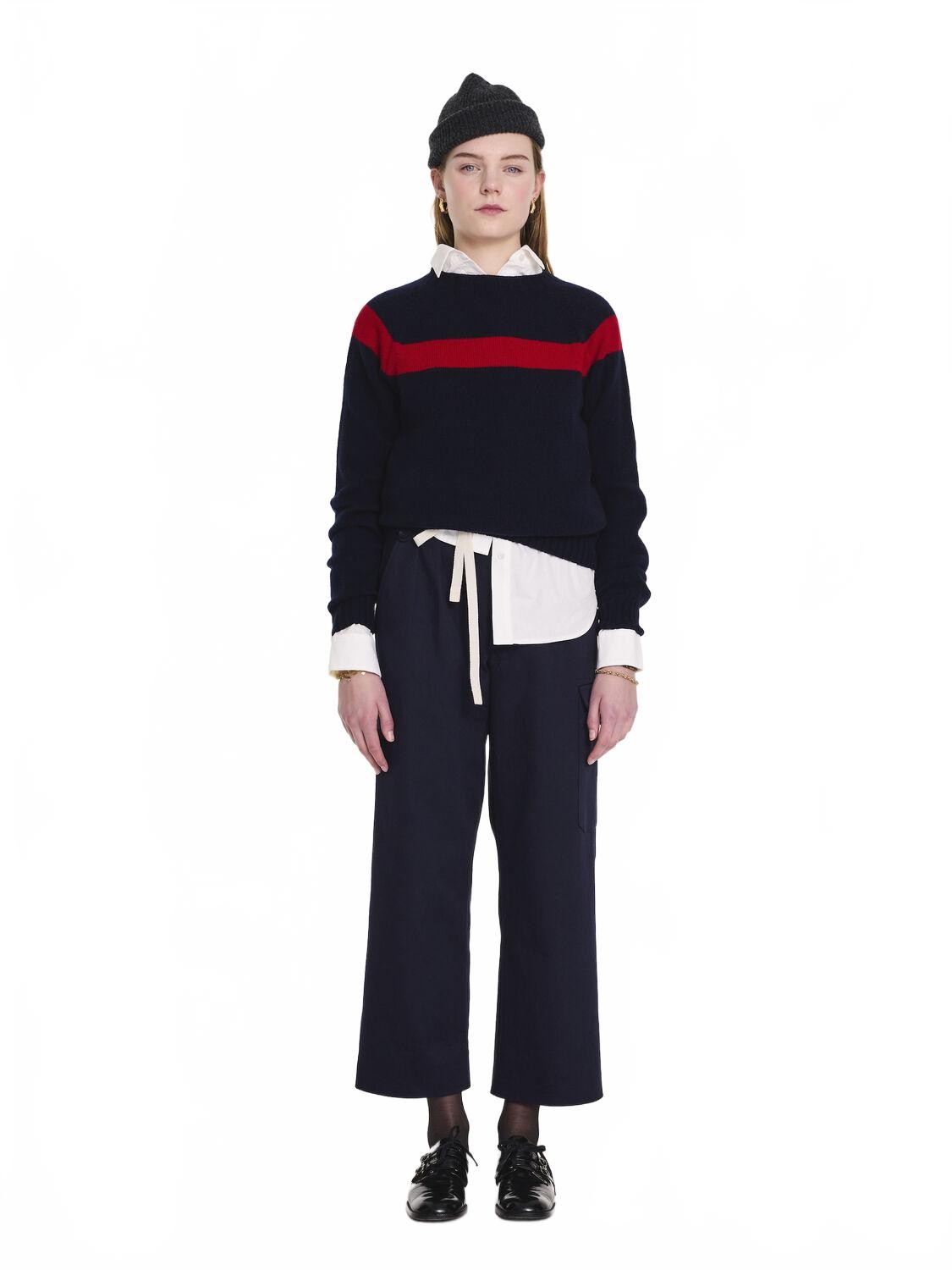 Traditional Seam Free Sweater - La Fetiche - Navy / Red