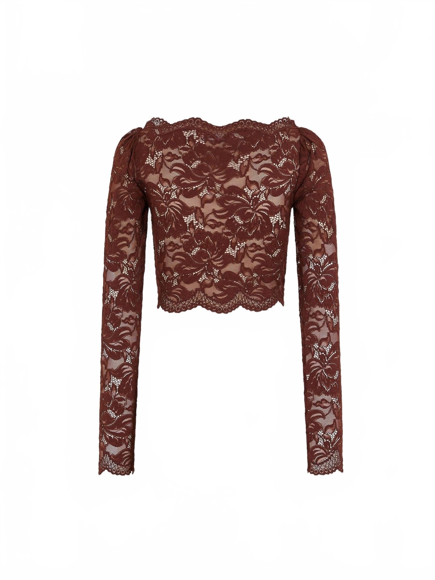 Crop Top En Dentelle - Rabanne - Cinamon Brown