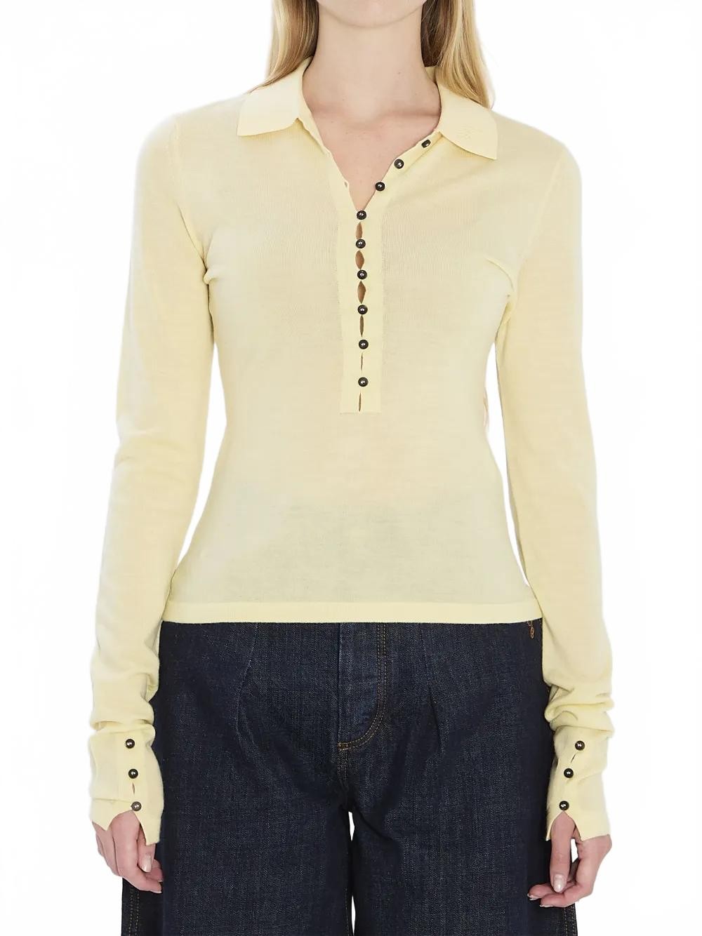 Le Polo Merino Manches Longues - Jacquemus - Pale Yellow
