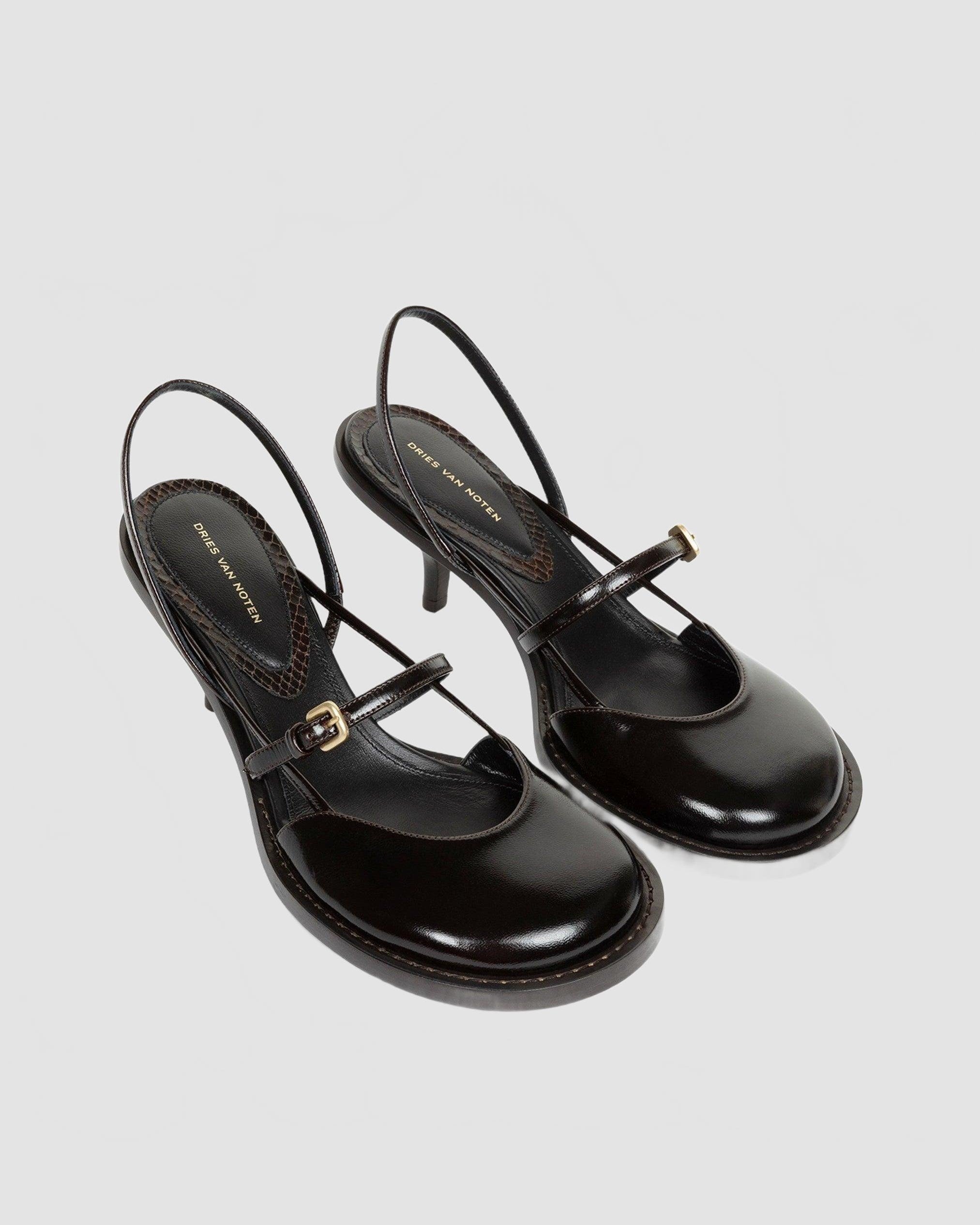Strappy Leather Pump - Dries Van Noten - Dark Brown - JoggingJogging