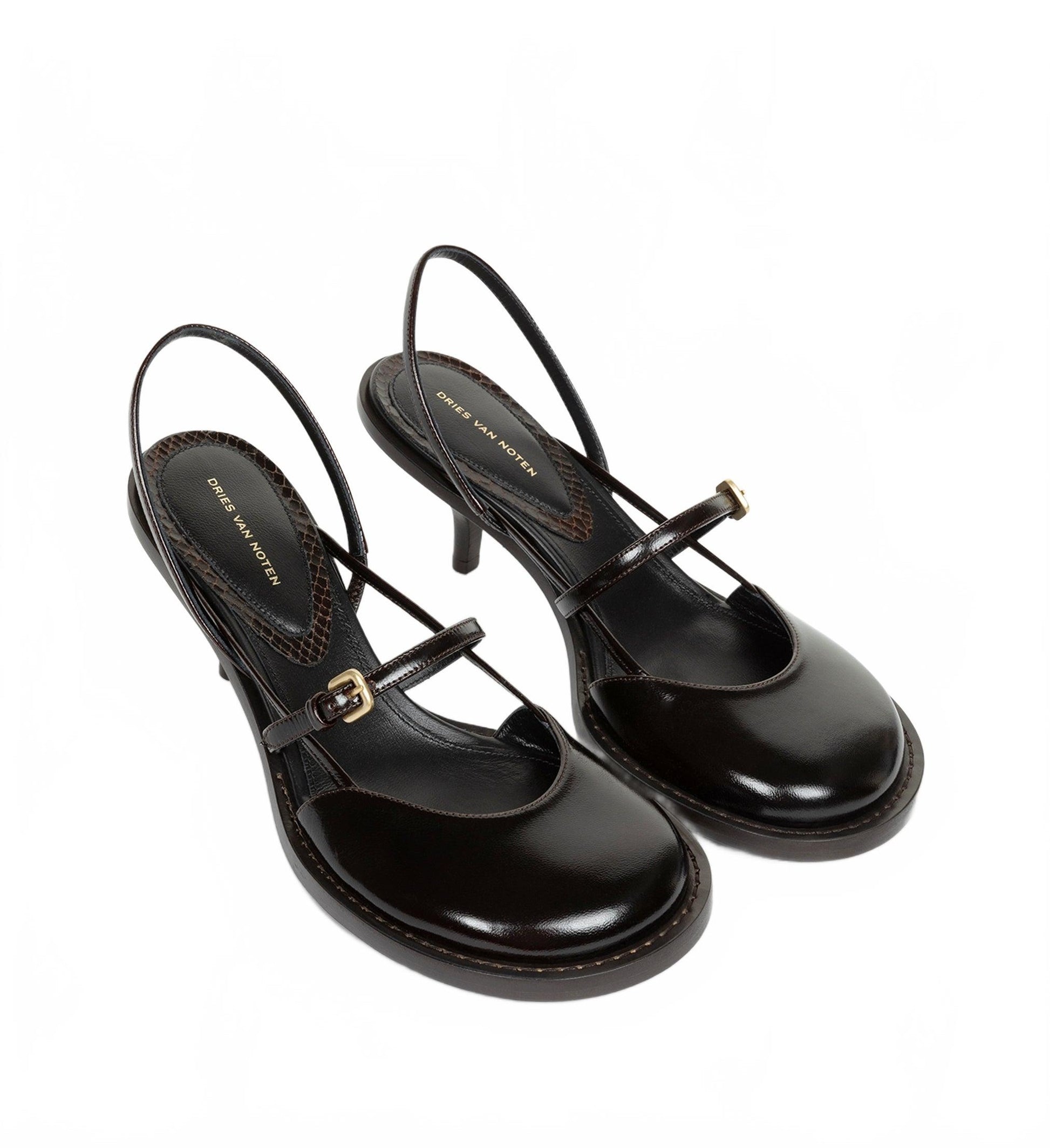 Escarpin En Cuir A Brides - Dries Van Noten - Dark Brown
