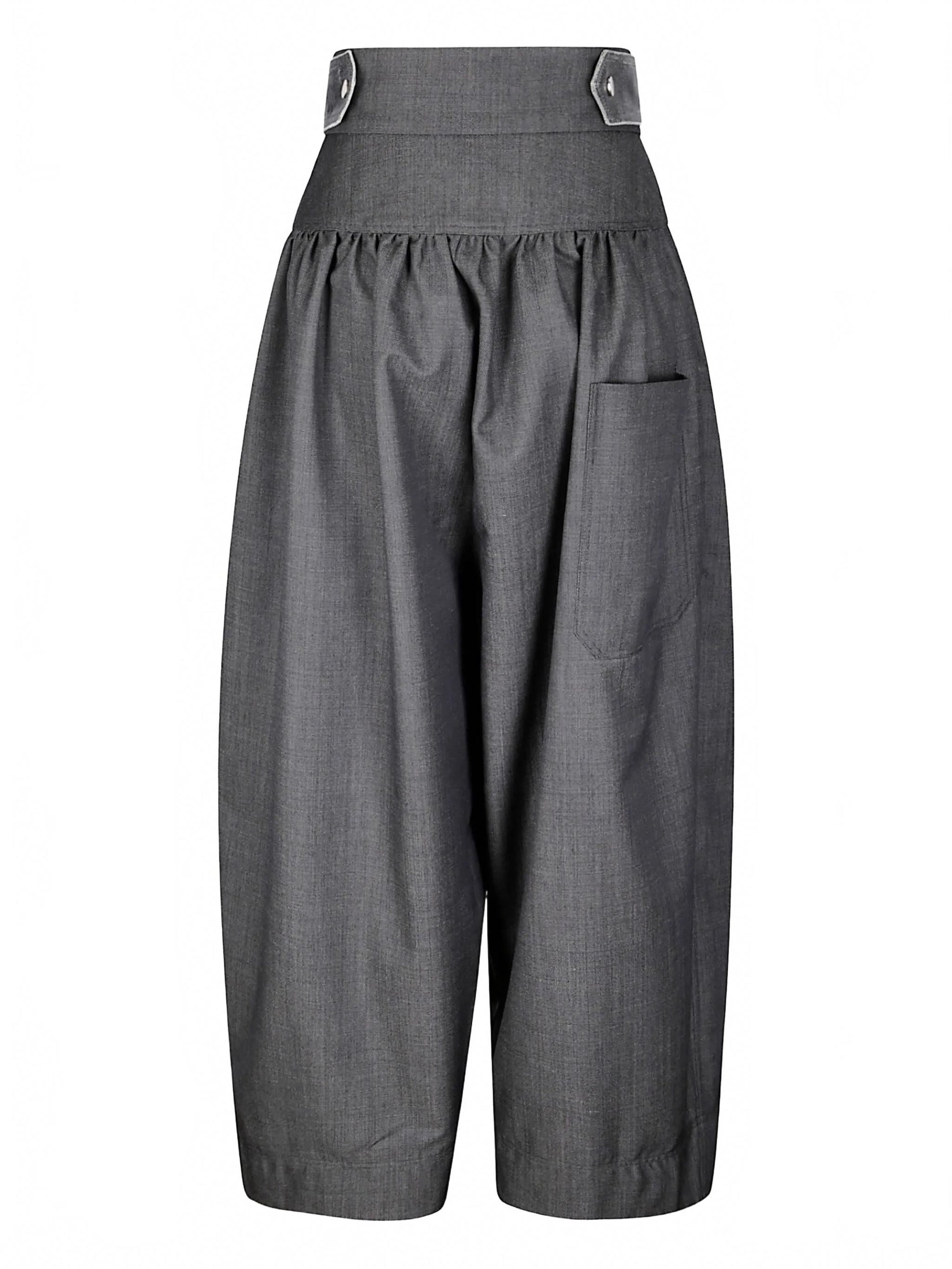 Luna Wide-Legged Trousers - Pasqualetti - Charcoal / Black