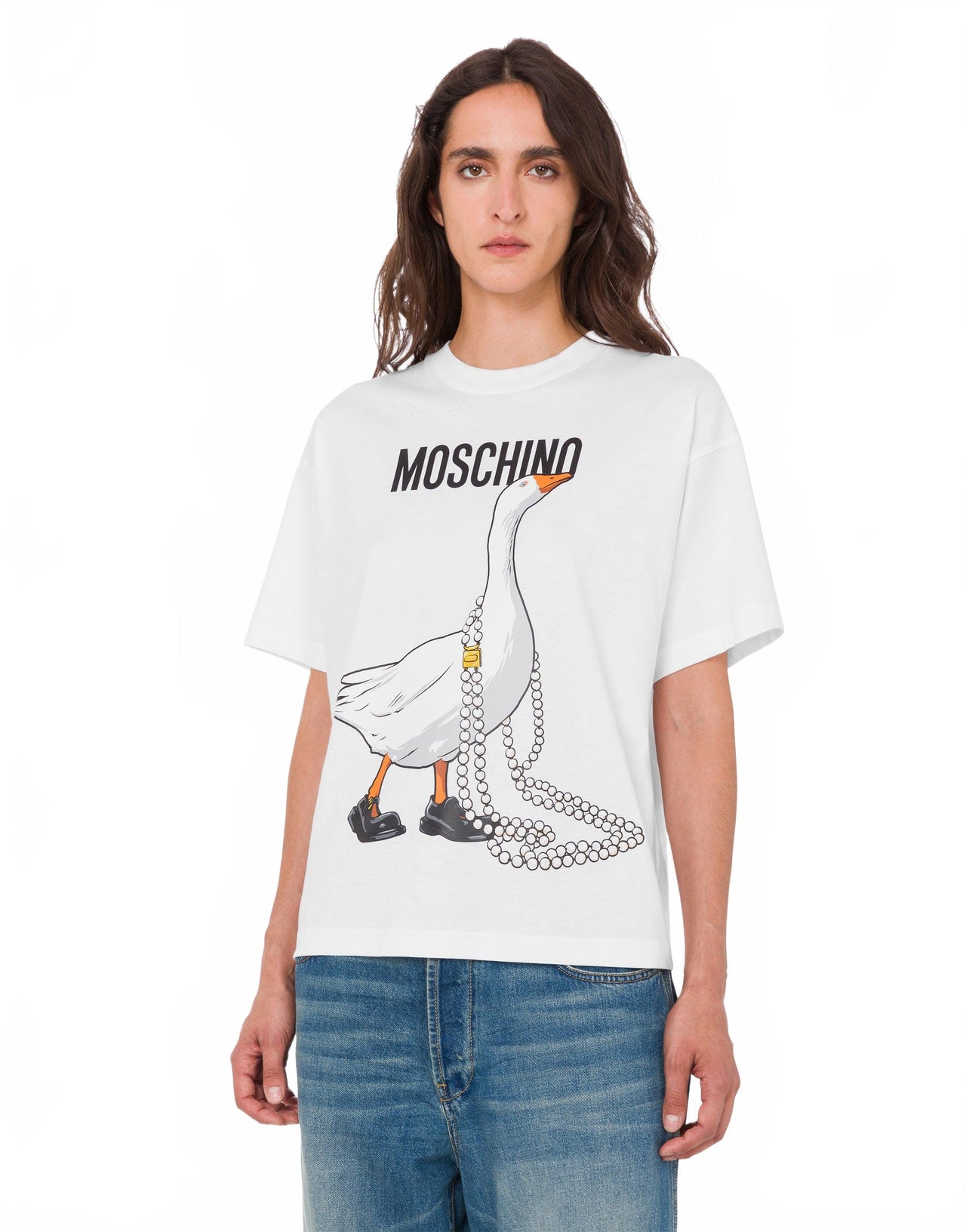 T-shirt Oie En Coton Biologique - Moschino - Blanc