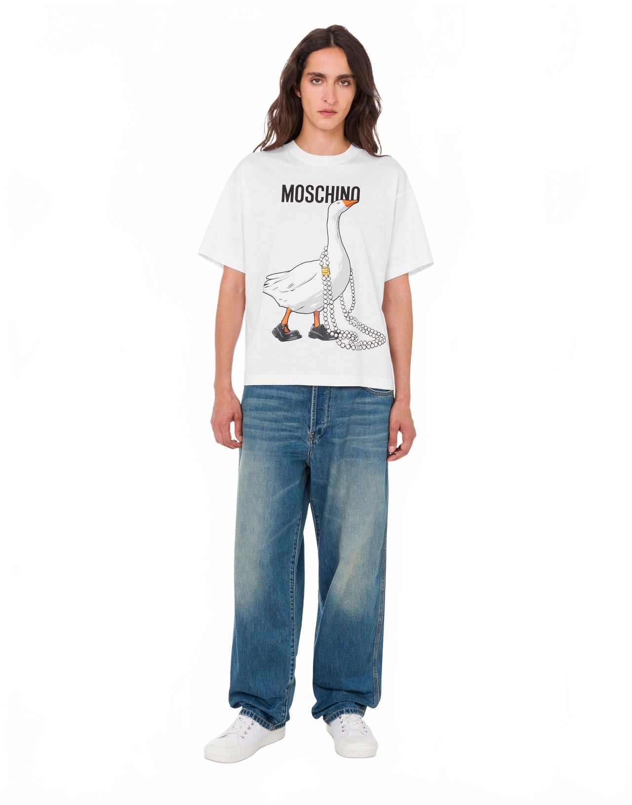 T-shirt Oie En Coton Biologique - Moschino - Blanc