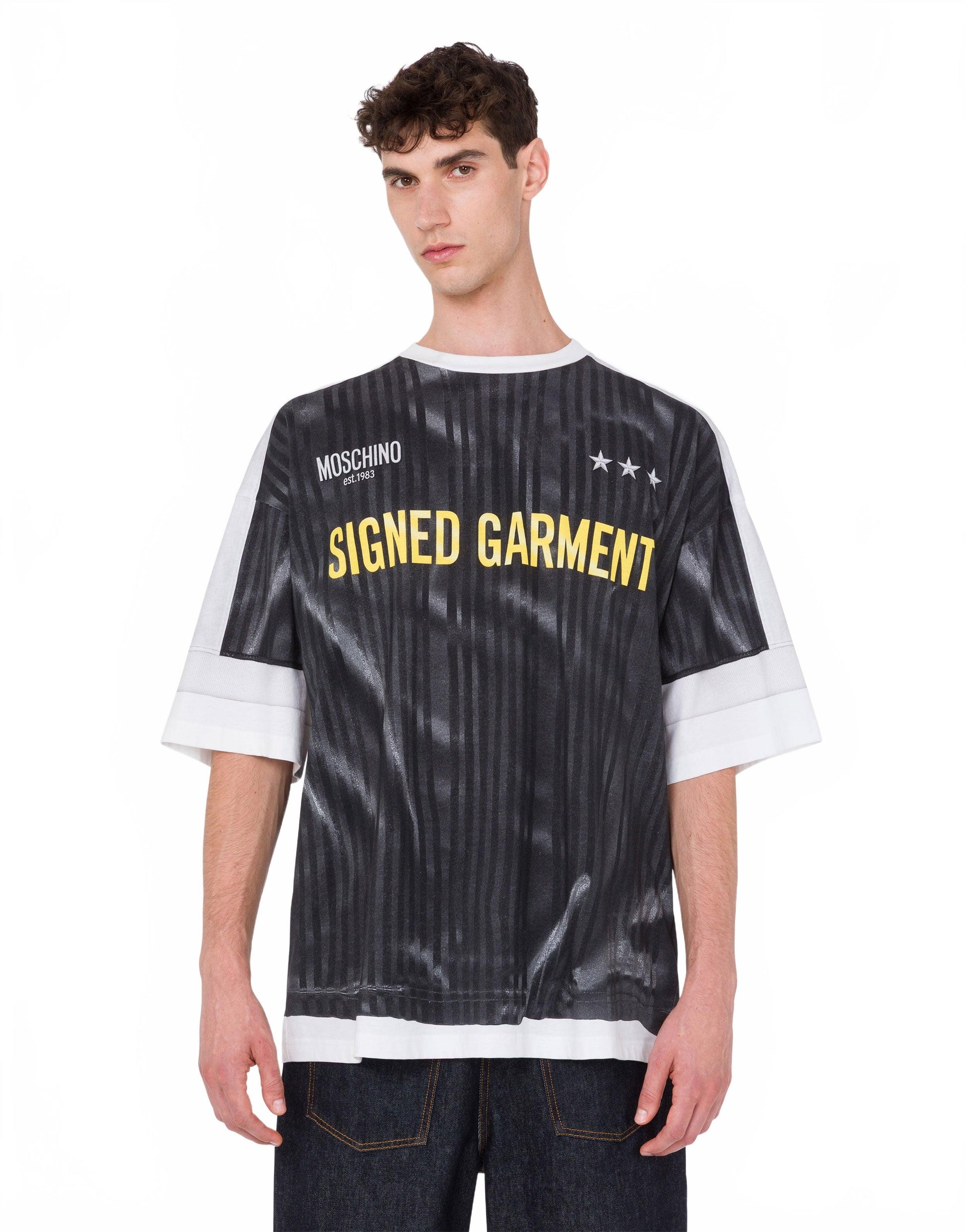 T-shirt En Jersey De Coton Biologique Imprimé - Moschino - Gris Foncé