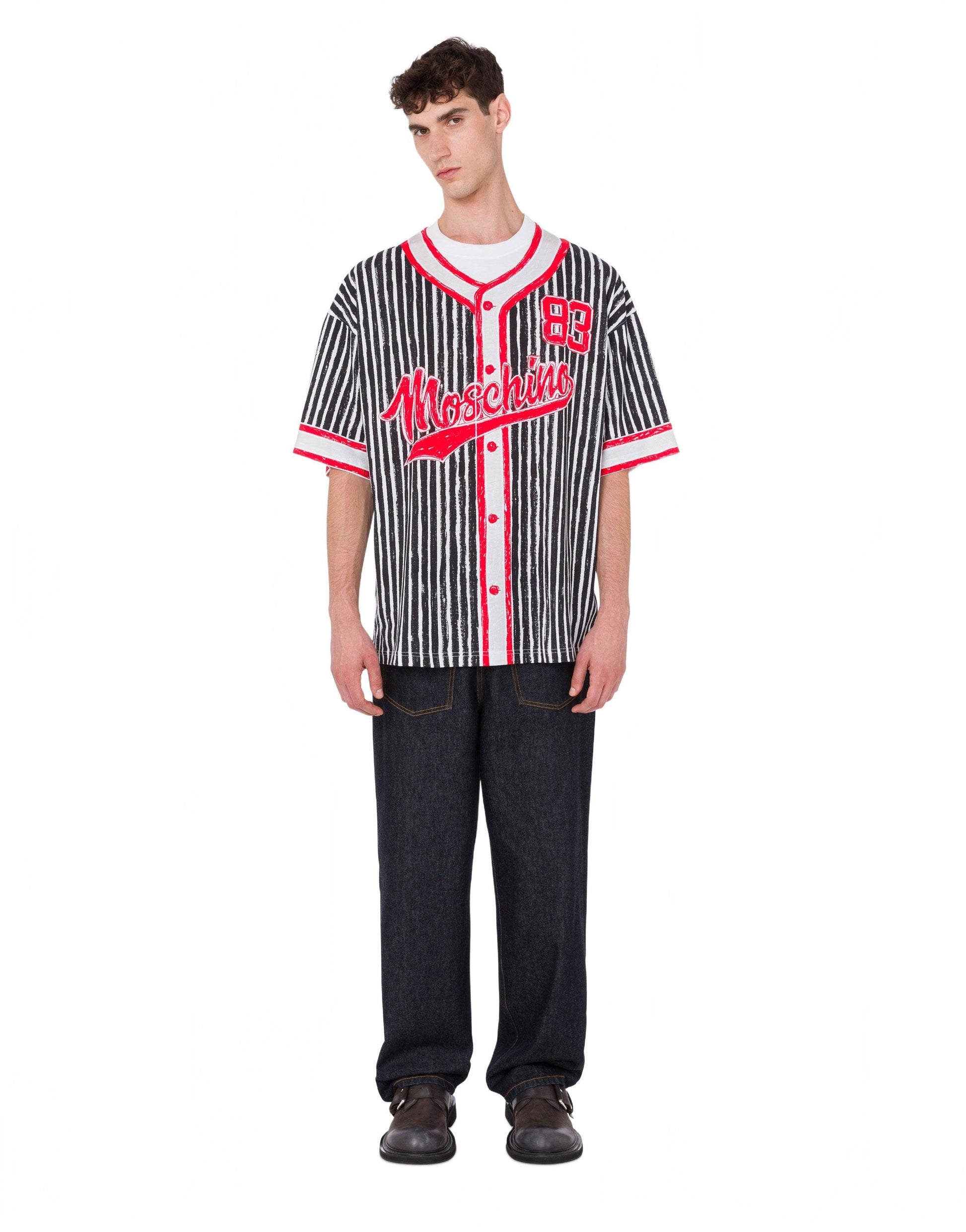 T-shirt En Jersey De Coton Biologique Imprimé Moschino - Moschino - Noir