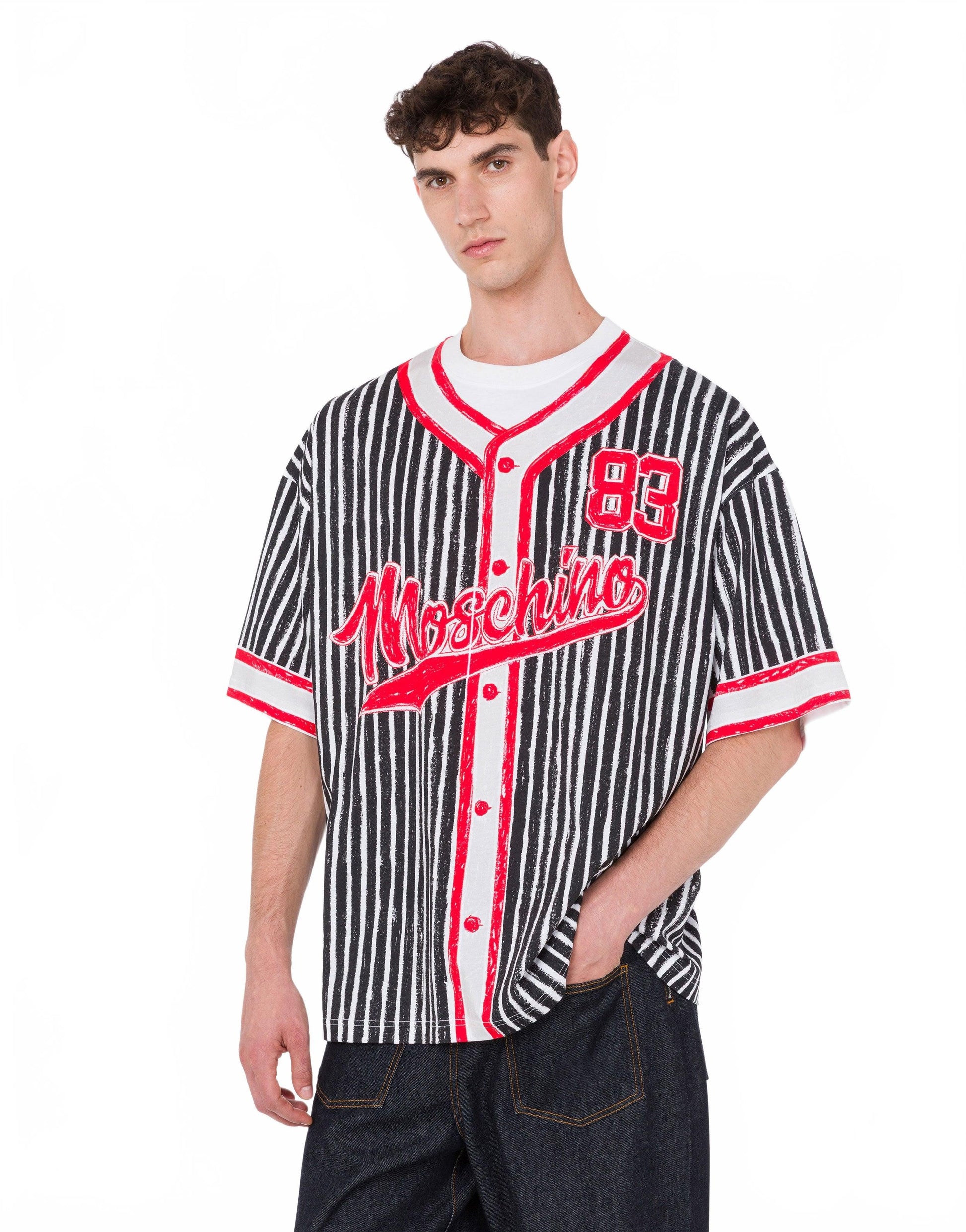 T-shirt En Jersey De Coton Biologique Imprimé Moschino - Moschino - Noir