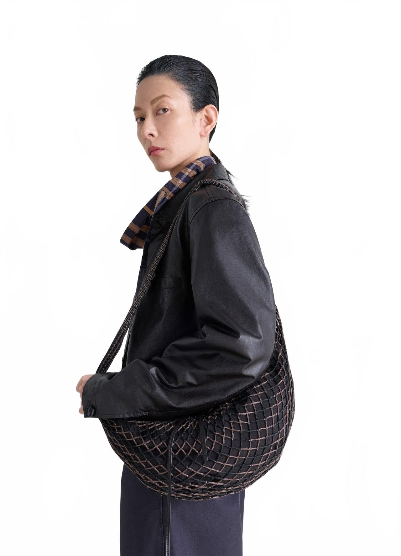 Croissant Filt Bag - Lemaire - Chevron Marron Glacé