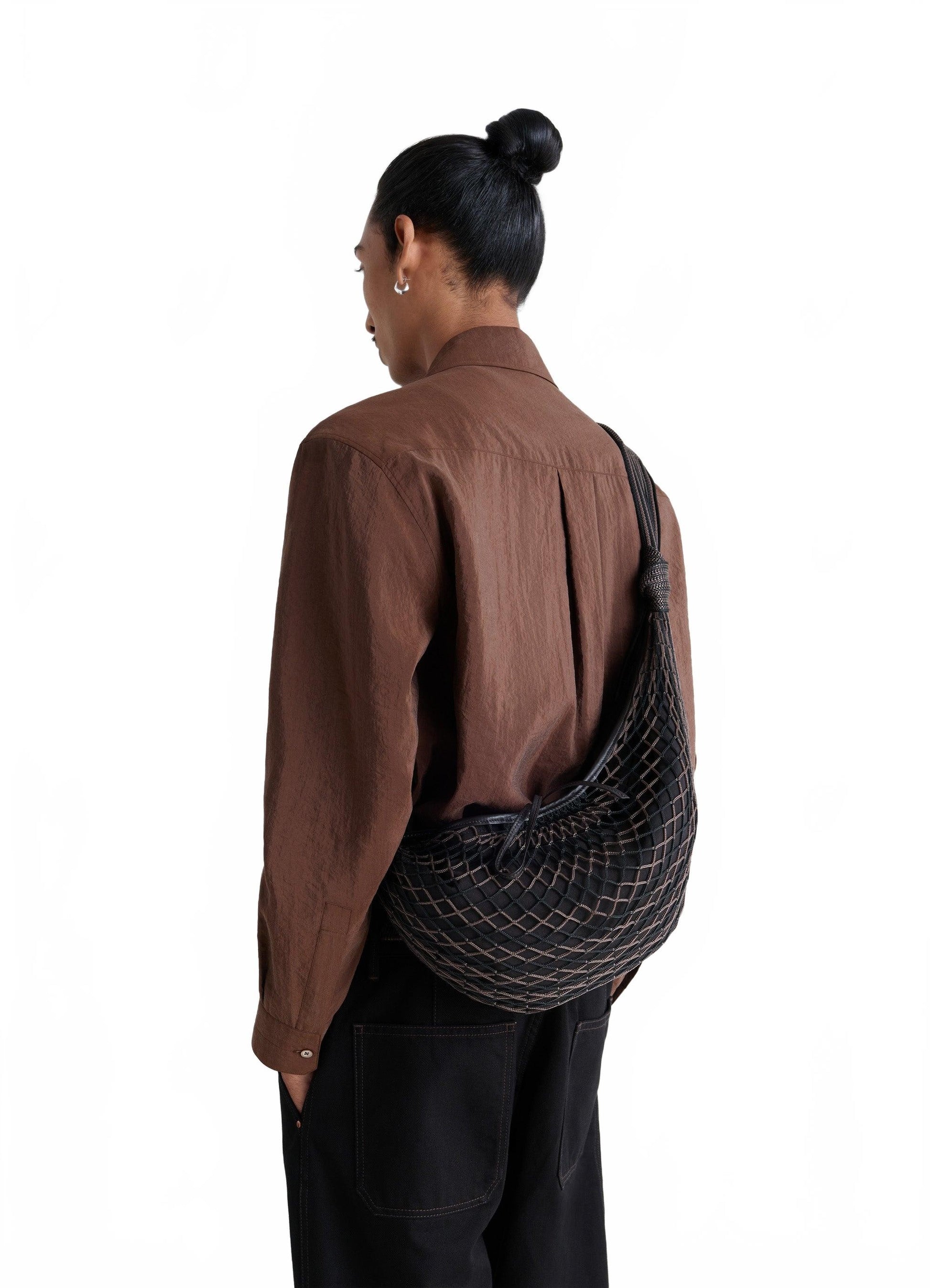 Croissant Filt Bag - Lemaire - Chevron Marron Glacé