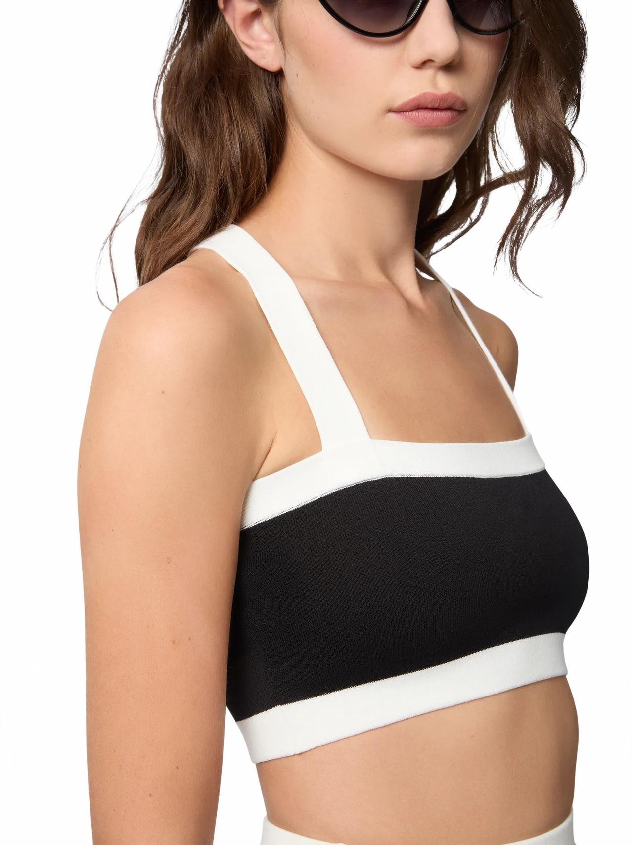 Contrasted Knit Bralette Top - Nina Ricci - Blanc / Noir