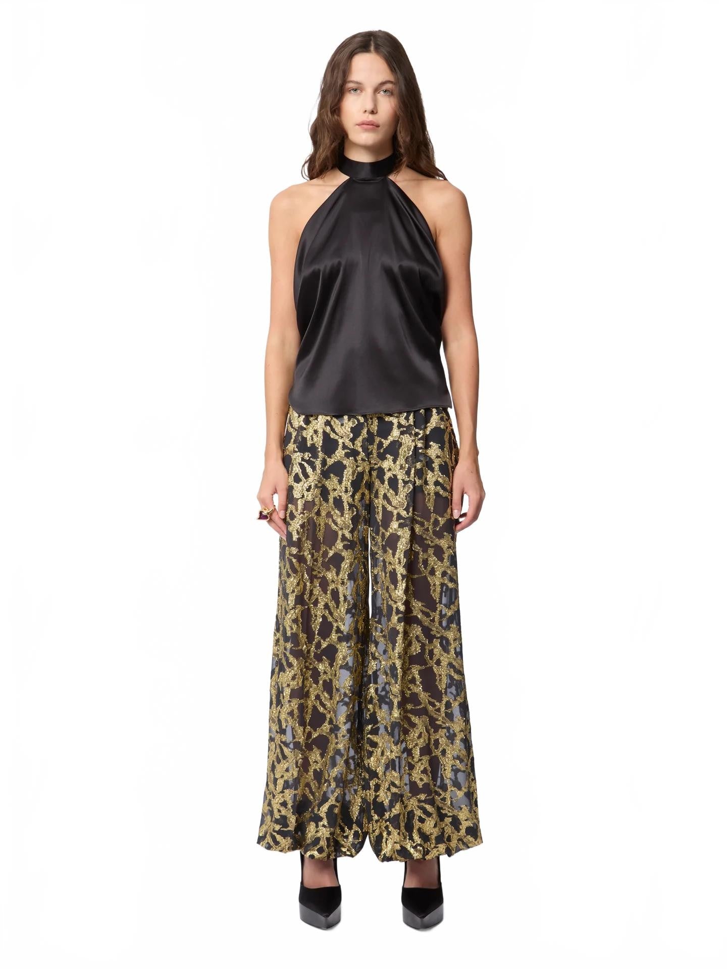 Halterneck Top In Silk Satin - Nina Ricci - Noir