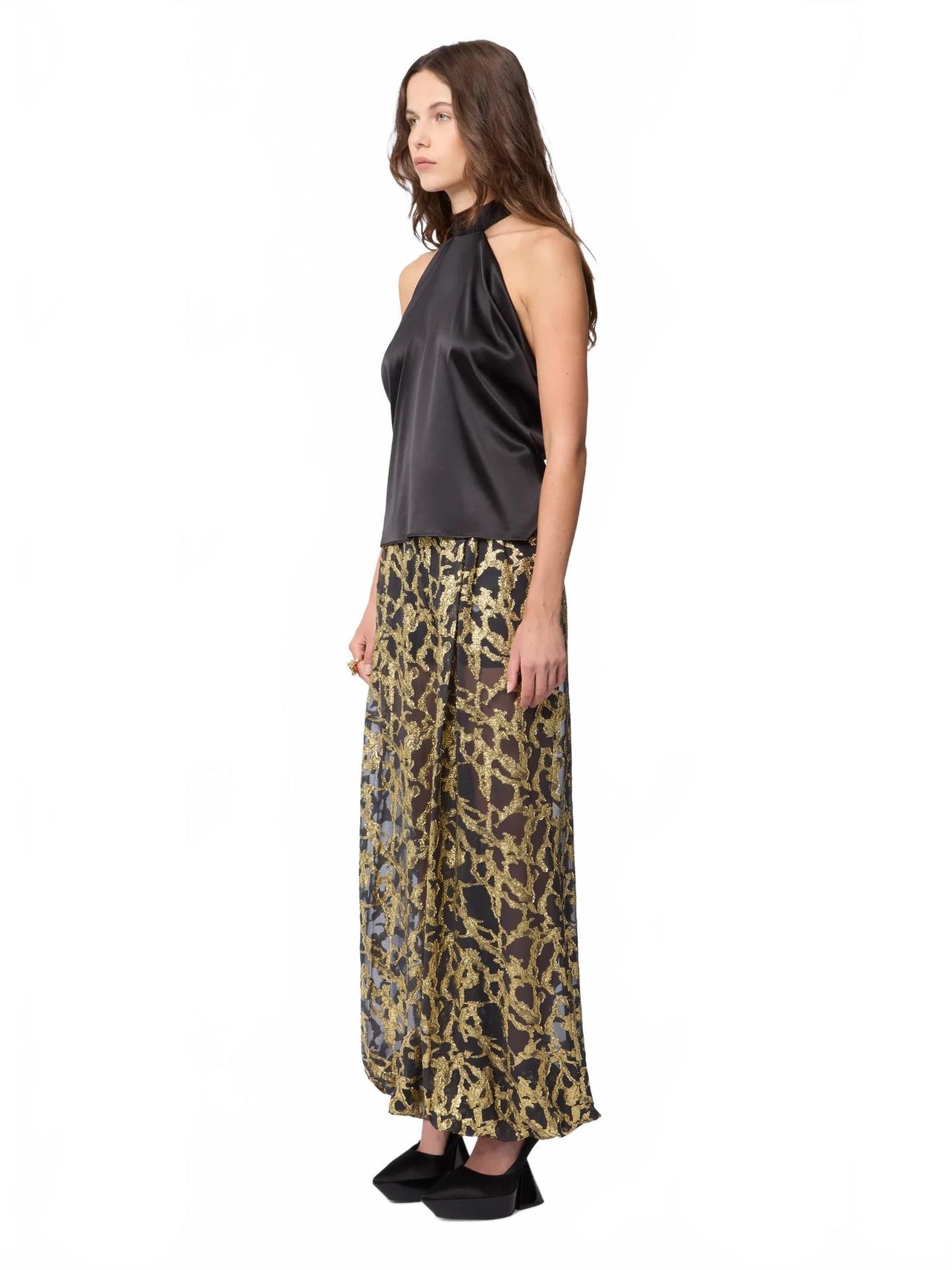 Halterneck Top In Silk Satin - Nina Ricci - Noir