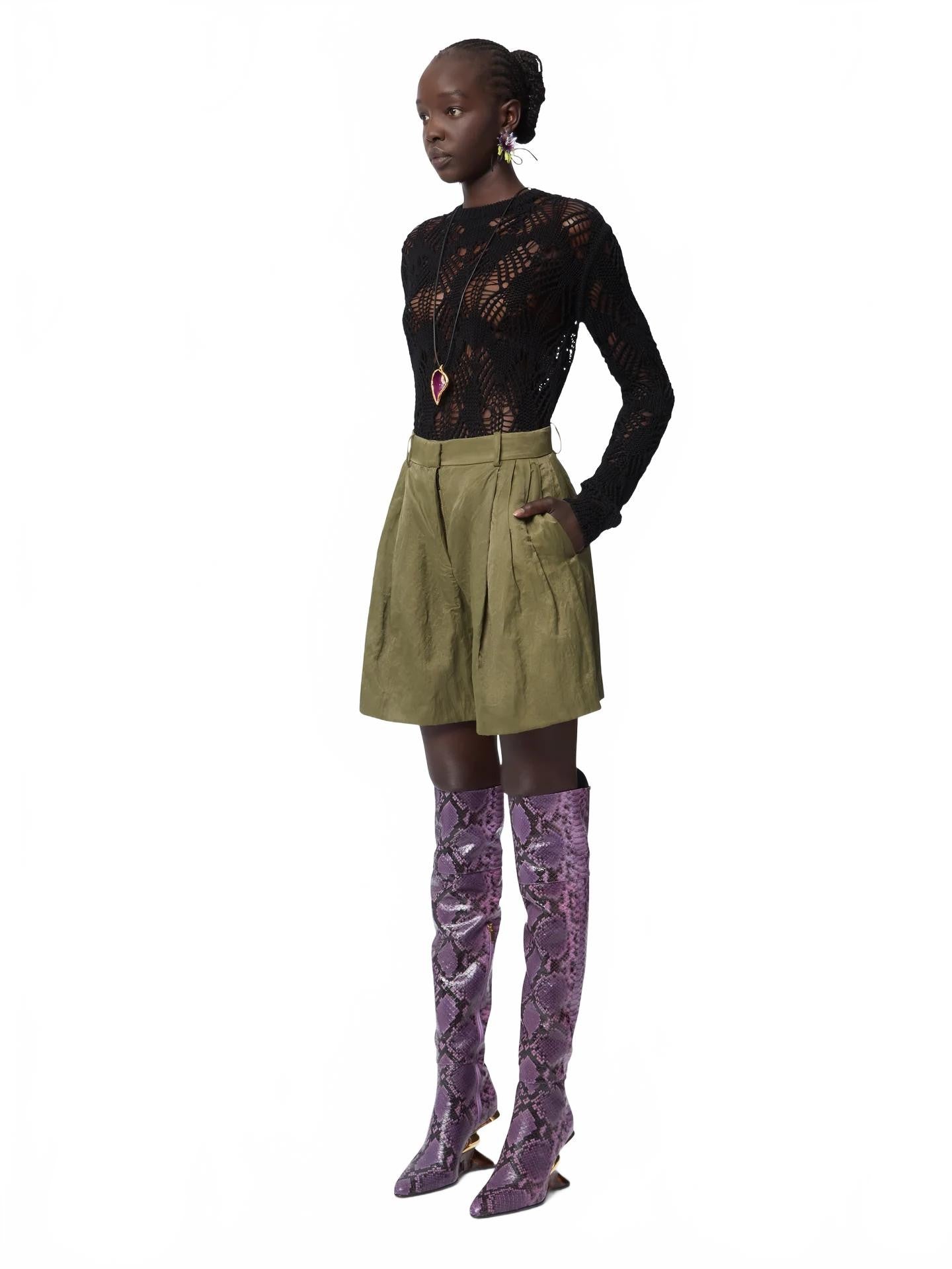 Short In Wrinkled Cotton - Nina Ricci - Khaki