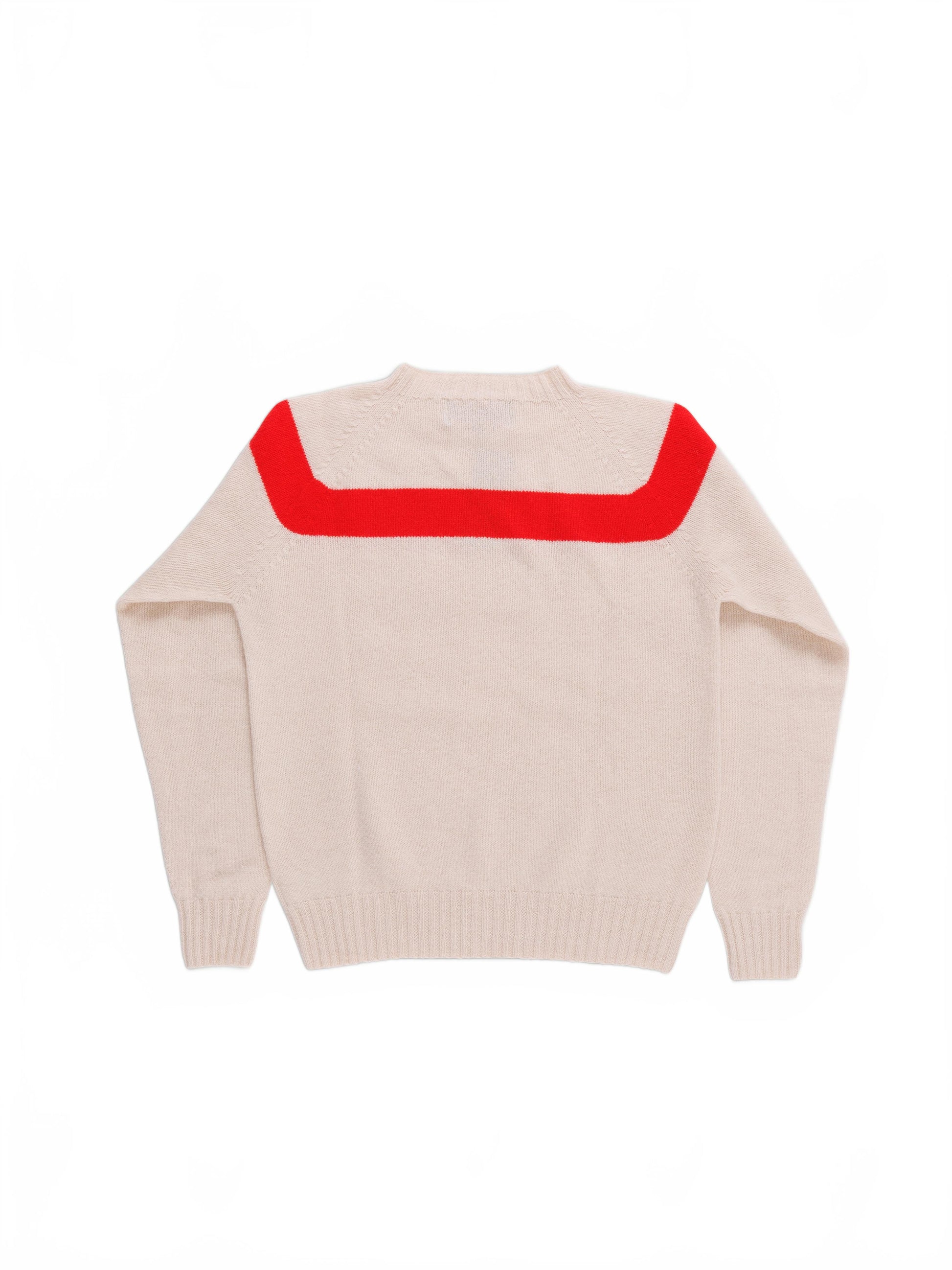 Traditional Seam Free Sweater - La Fetiche - Ecru / Red