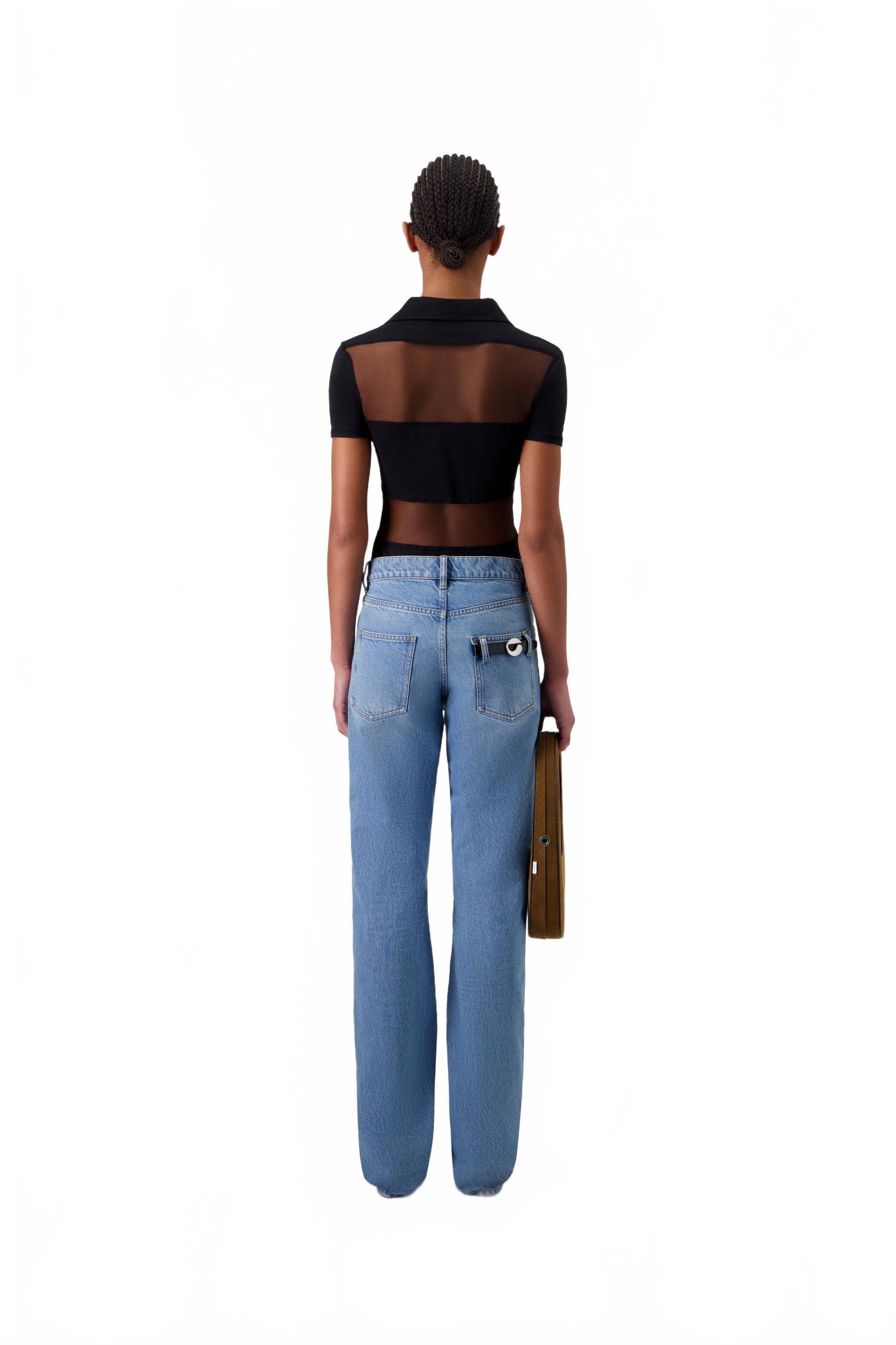 Striped Sheer Polo Top - Coperni - Noir