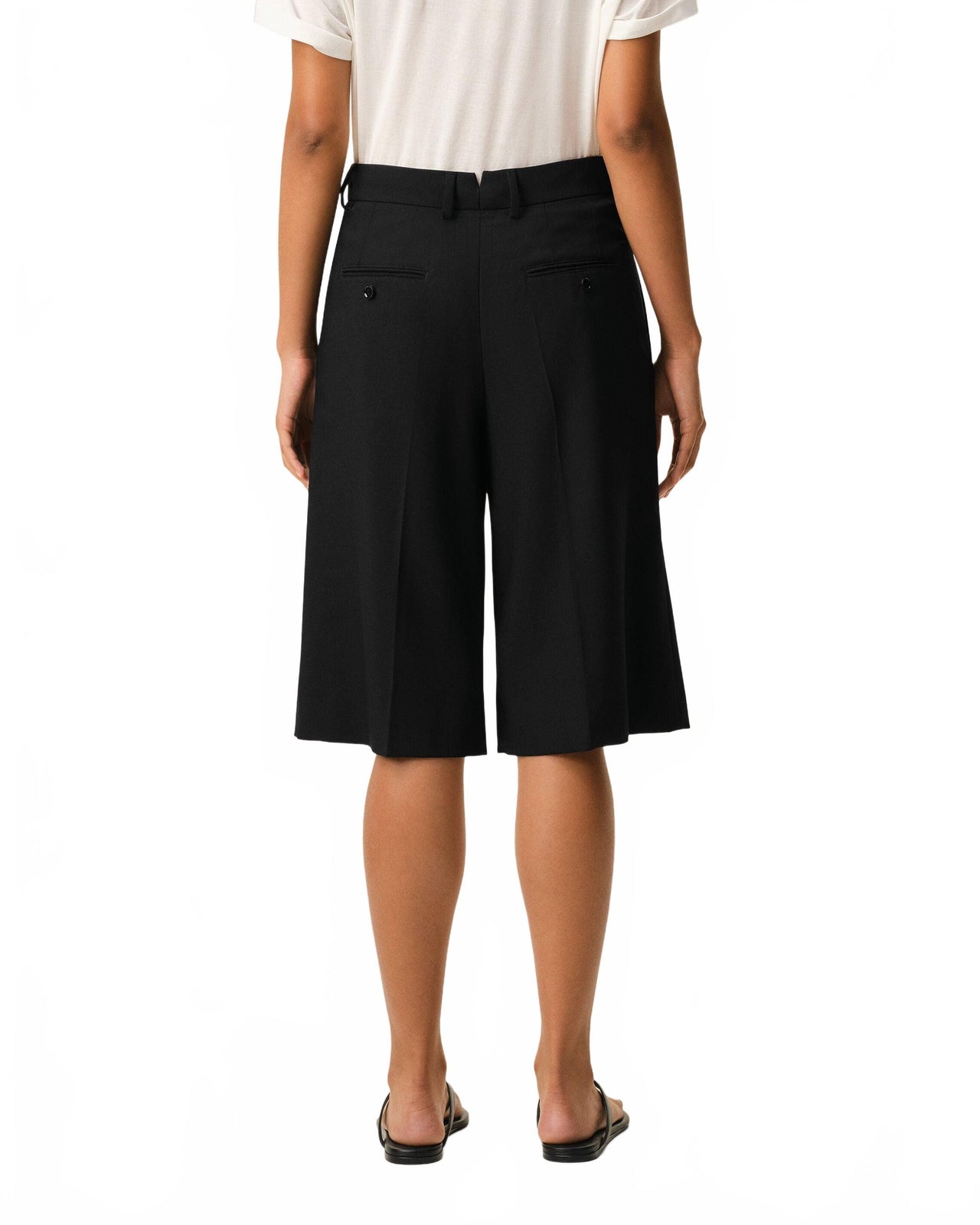 Bermuda Large 2 Plis Taille Basse - Ami - Noir