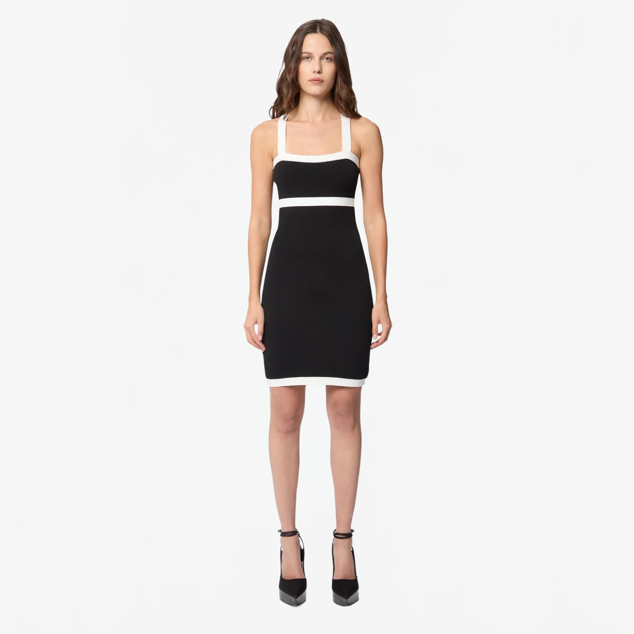 Contrasted Knit Sleeveless Mini Dress - Nina Ricci - Off-white / Black
