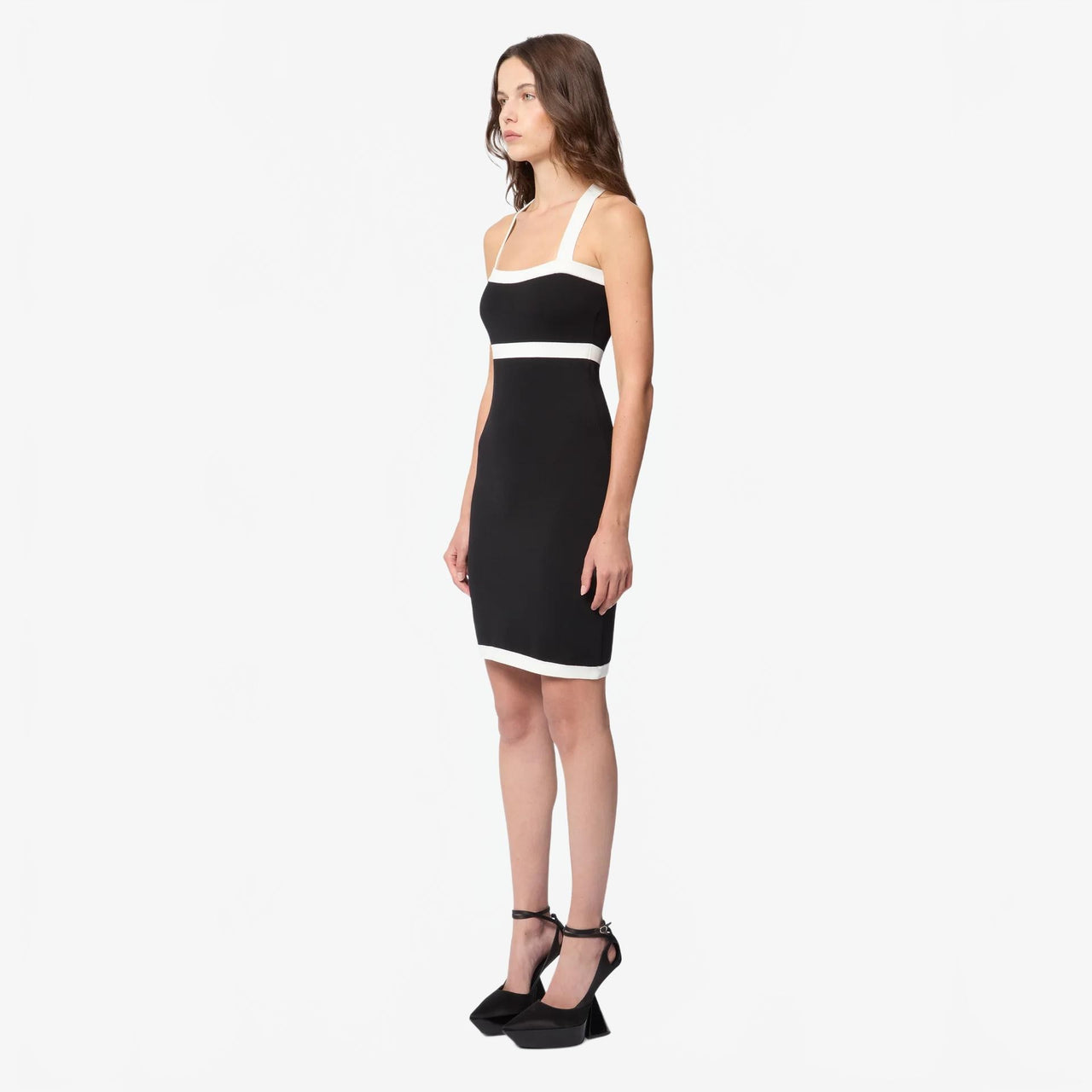 Contrasted Knit Sleeveless Mini Dress - Nina Ricci - Off-white / Black