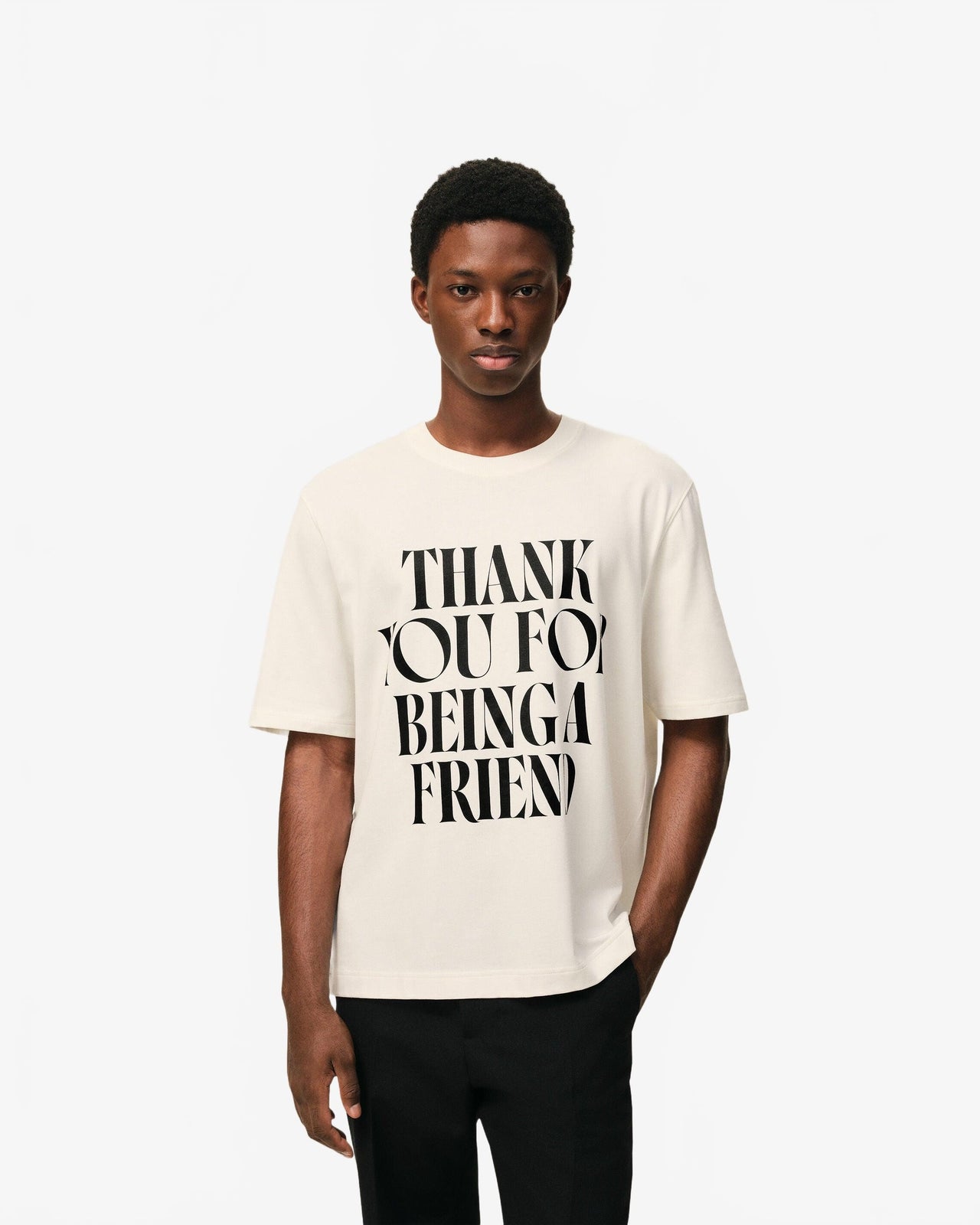 Teeshirt Boxy Fit Signature Sur Le Devant - Ami - Blanc Creme