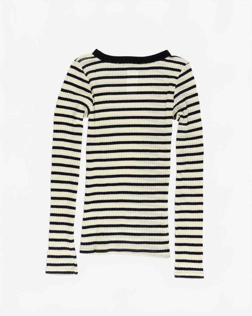 Fine Weight Ribbed Top - La Fetiche - Ecru / Navy