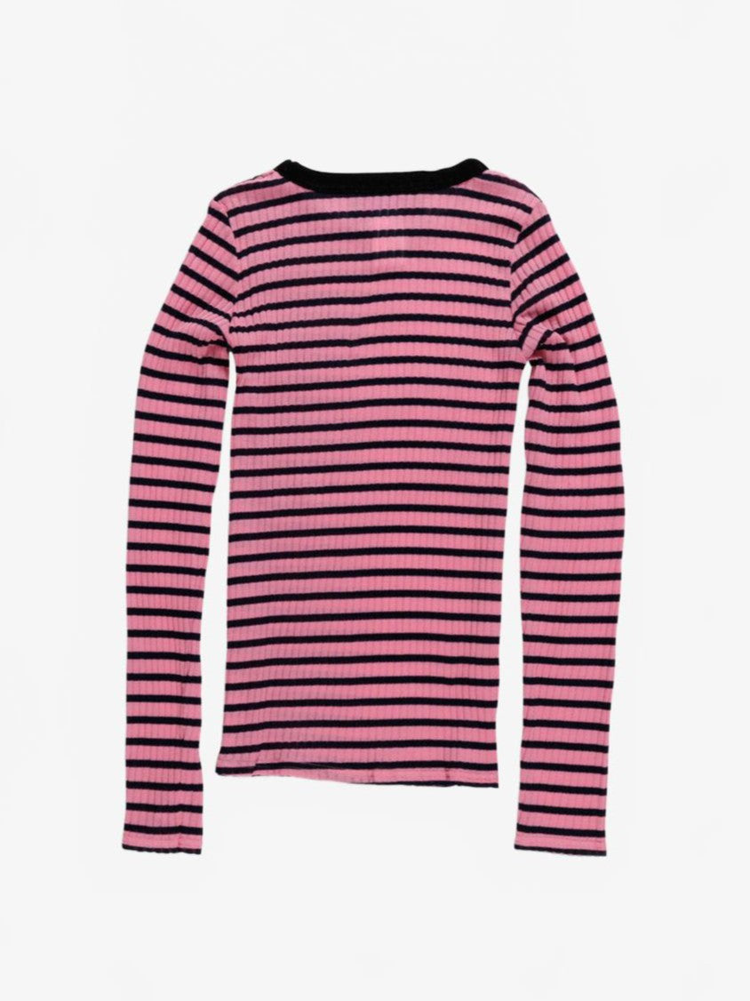 Striped Fine Weight Ribbed Top - La Fetiche - Light Pink / Navy / Black