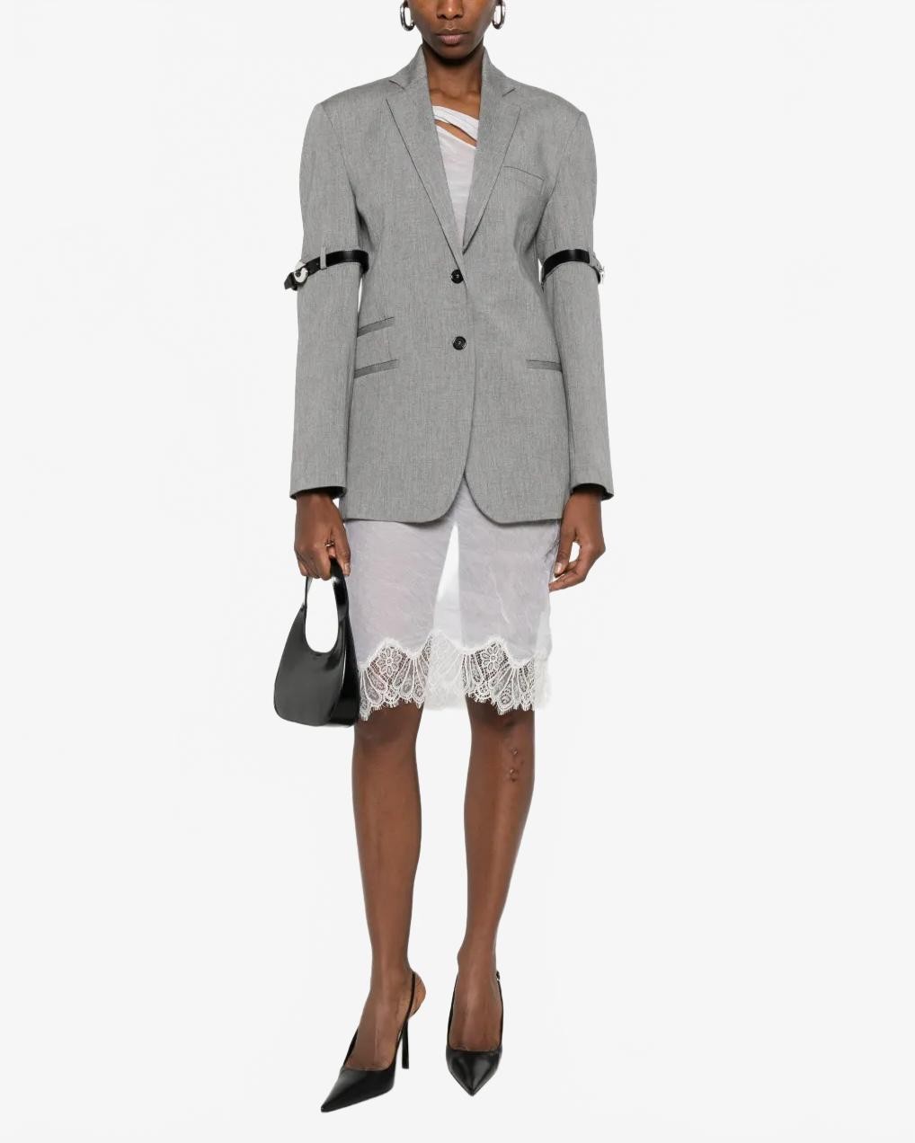 Logo Belted Blazer - Coperni - Grey