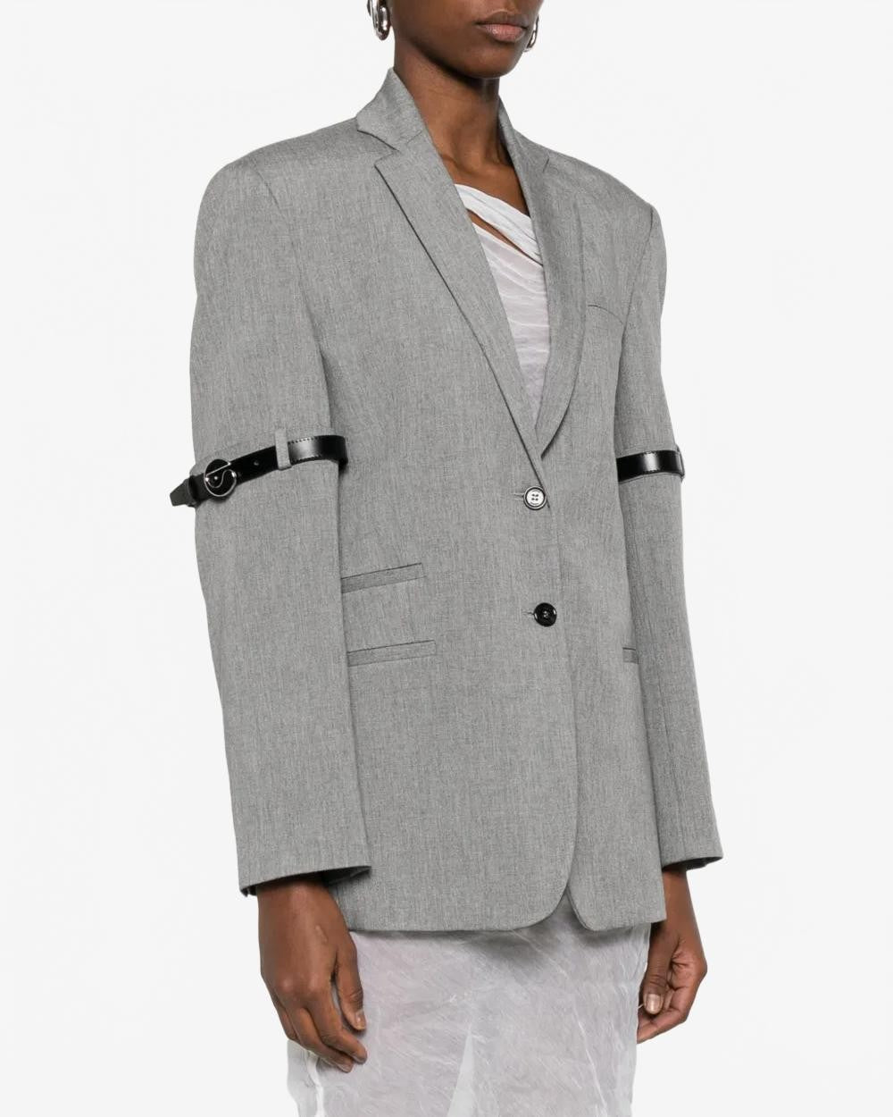 Logo Belted Blazer - Coperni - Grey