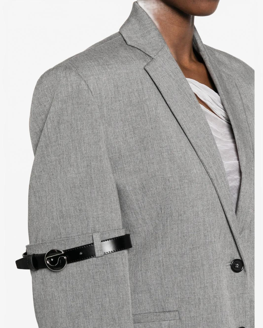 Logo Belted Blazer - Coperni - Grey
