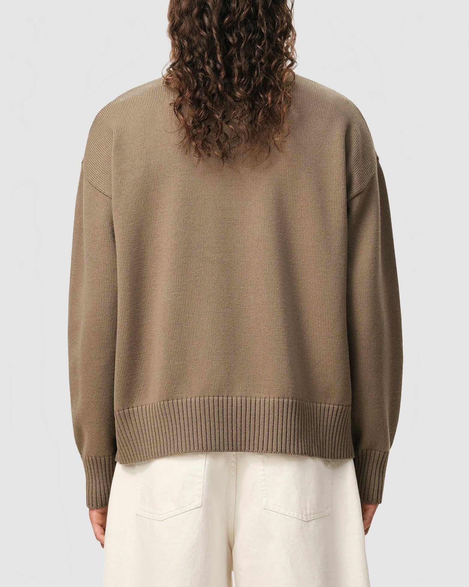 Pull Col Rond Avec Ami De Coeur Contraste - Ami - Beige Taupe / Ecru