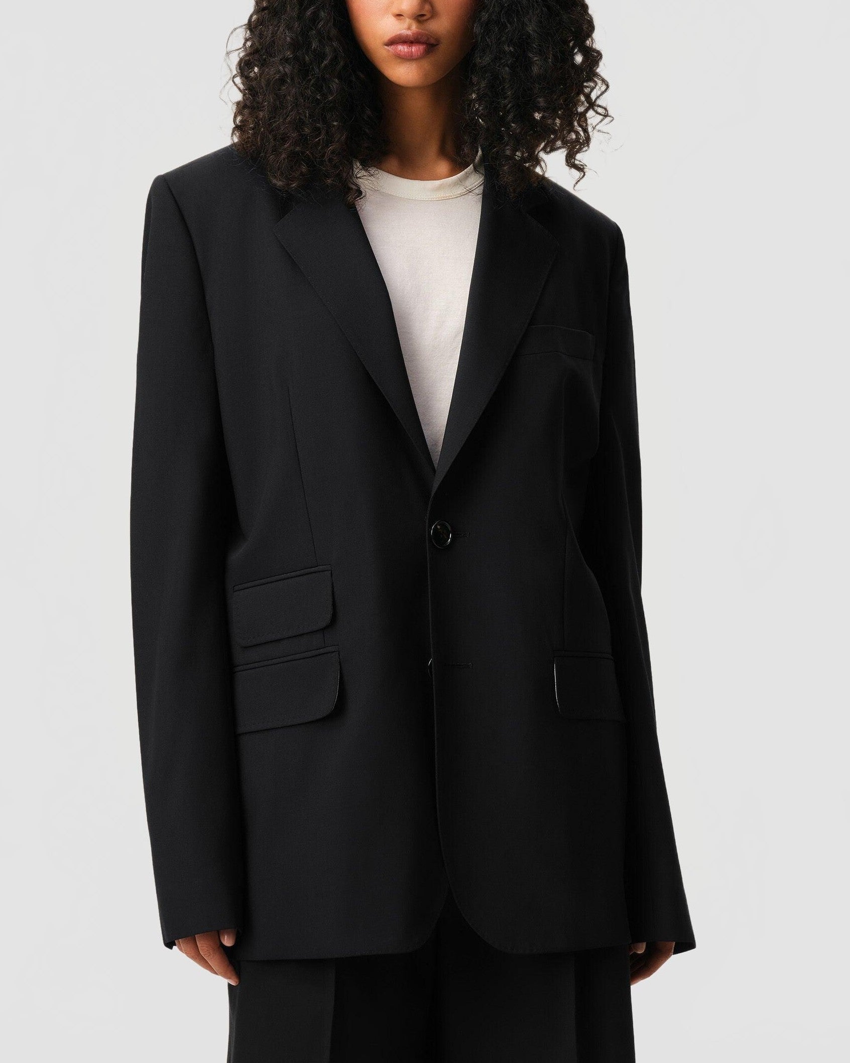 Veste Boxy Gabardine De Laine - Ami - Noir