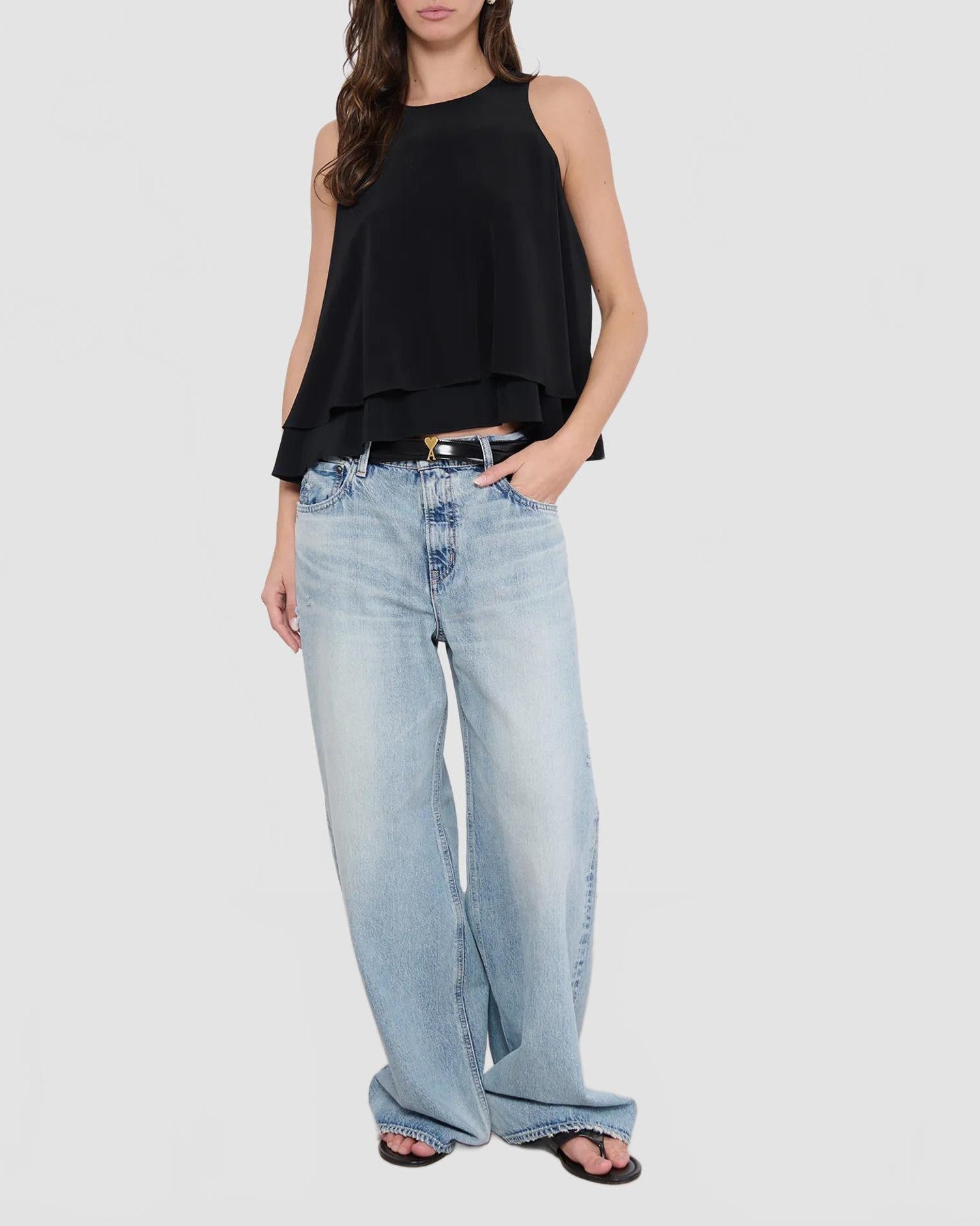 Haut A Volants Sans Manches - Ami - Noir