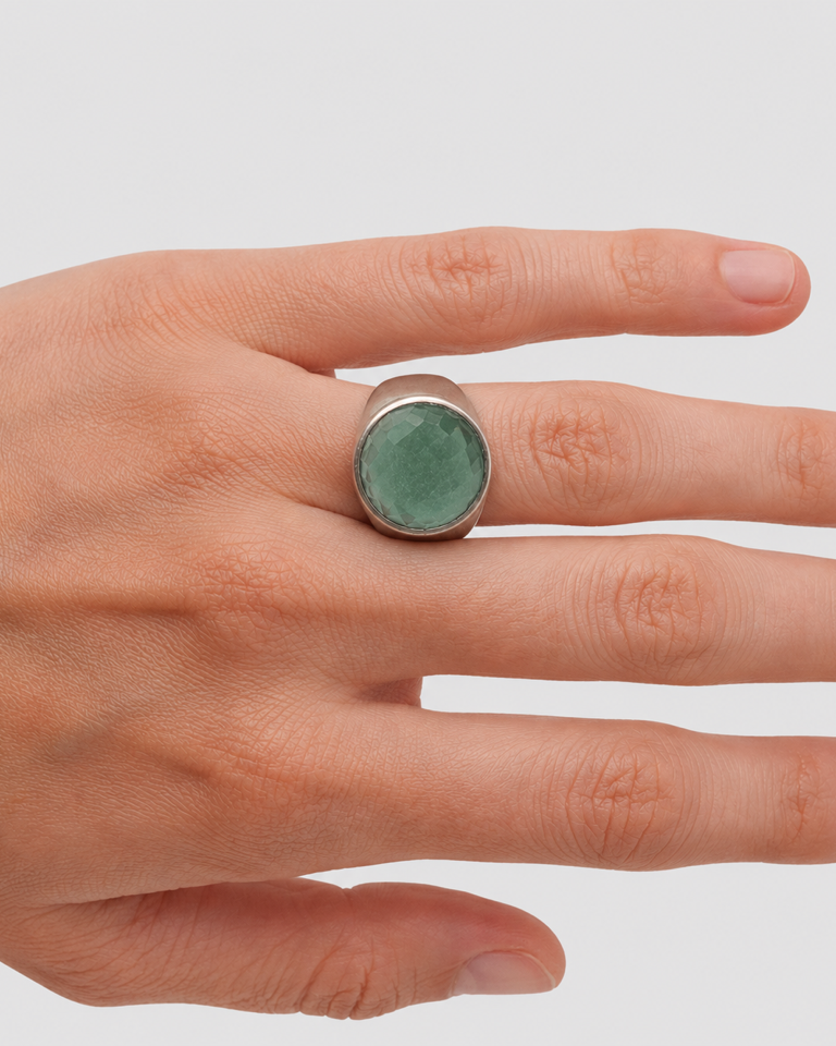 Bague Pierre Vintage   Vintage Bijoux   Silver   Green 3