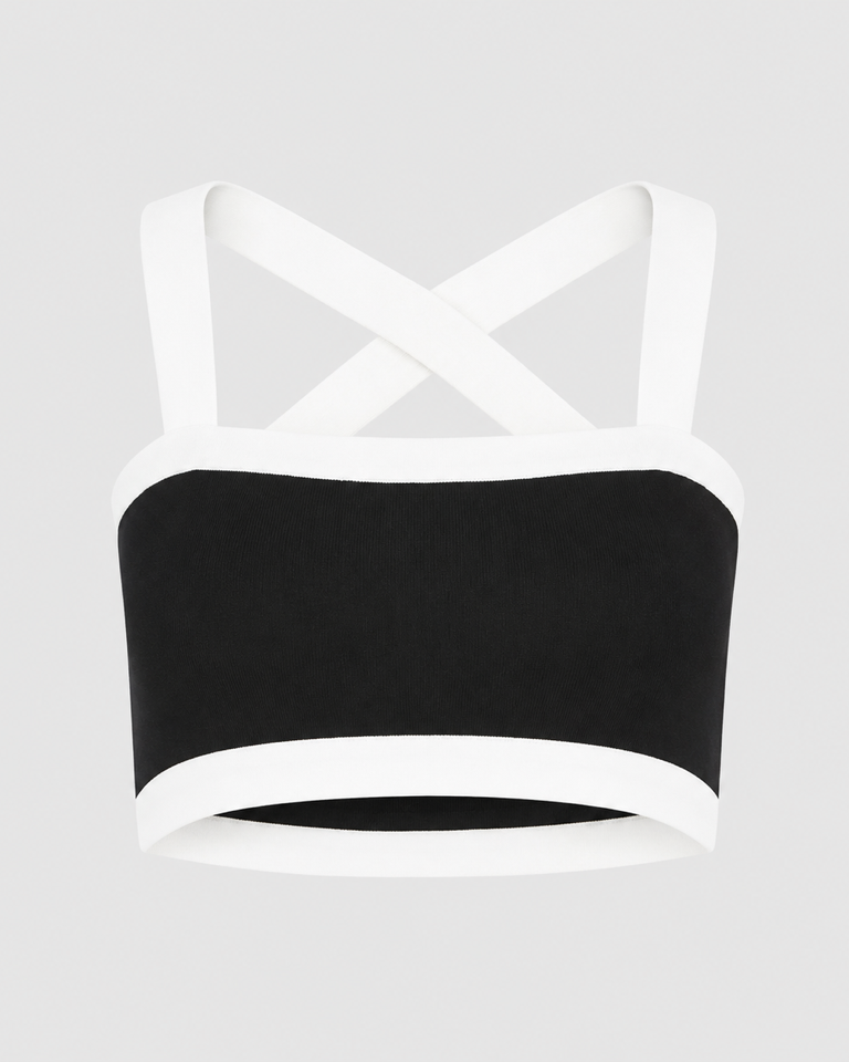 Contrasted Knit Bralette Top   Nina Ricci   Blanc   Noir