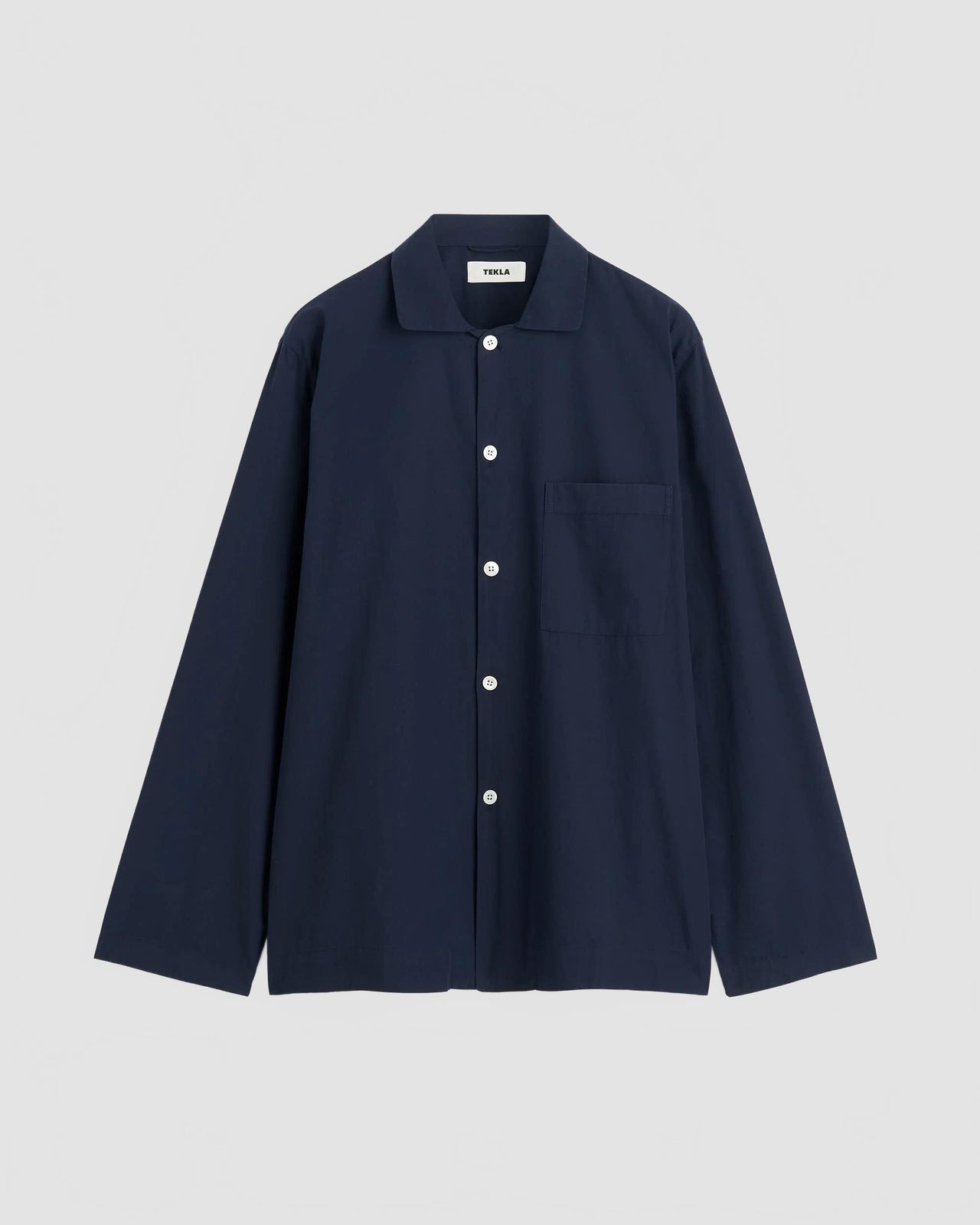 Tekla Poplin Long sleeve shirt True Navy Thumbnail 5 FEATURE