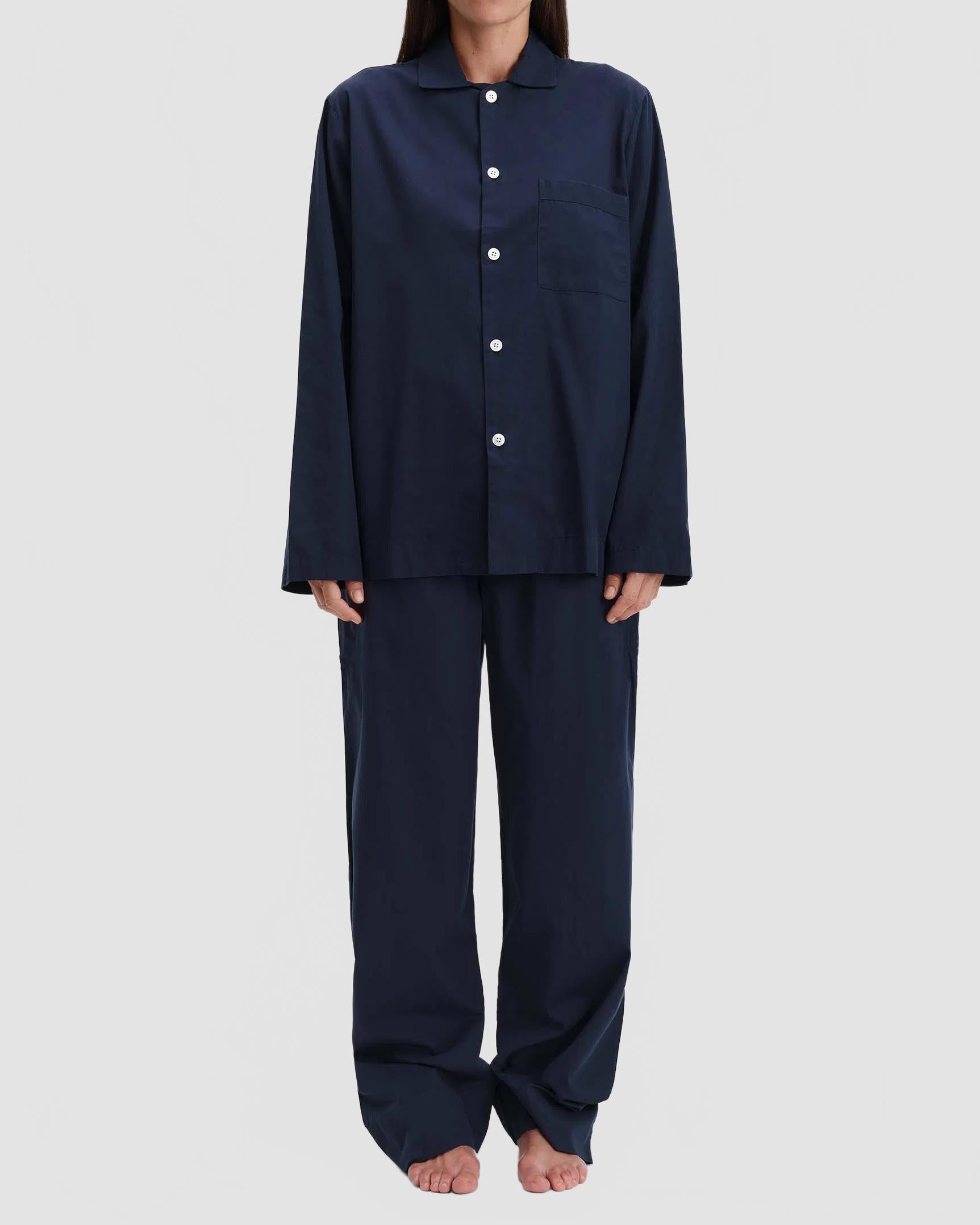 Tekla Poplin Sleepwear Hero True Navy female SWP TN 2