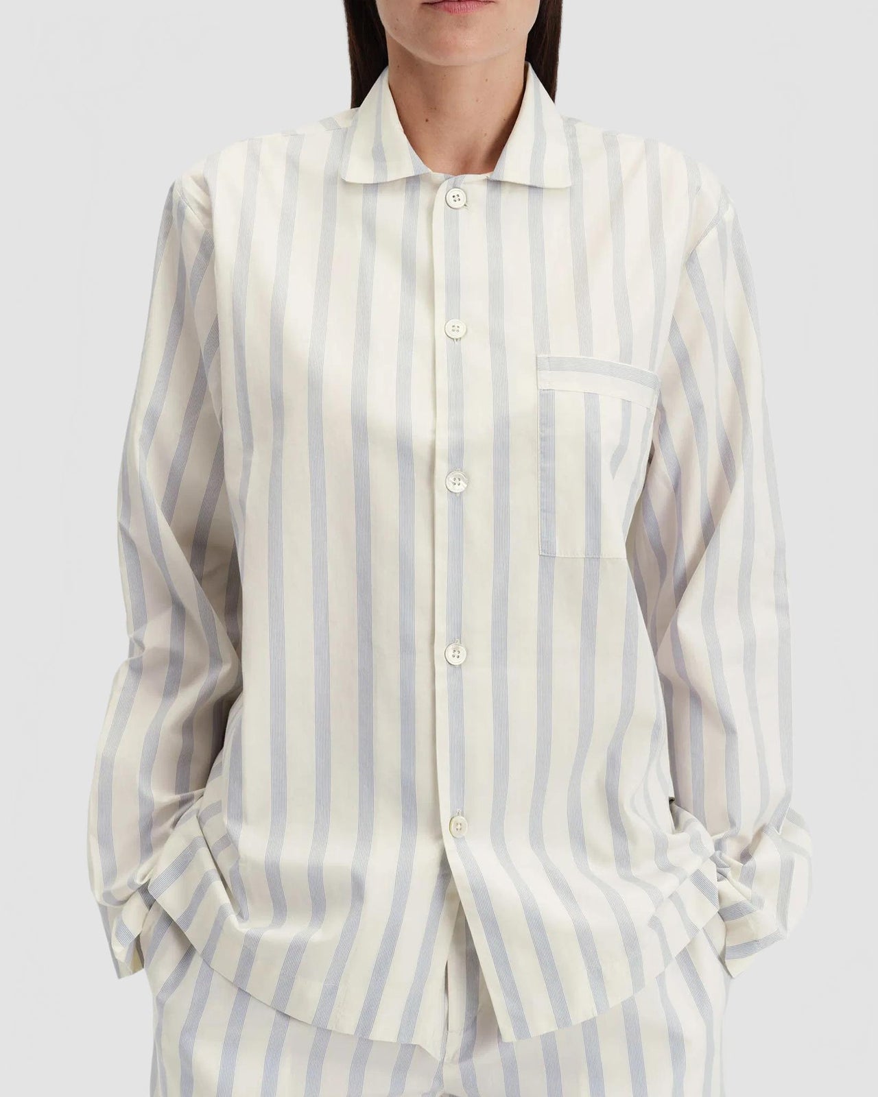 Tekla Poplin Sleepwear Shirt Needle Stripes female SWS NS 1 HOVER