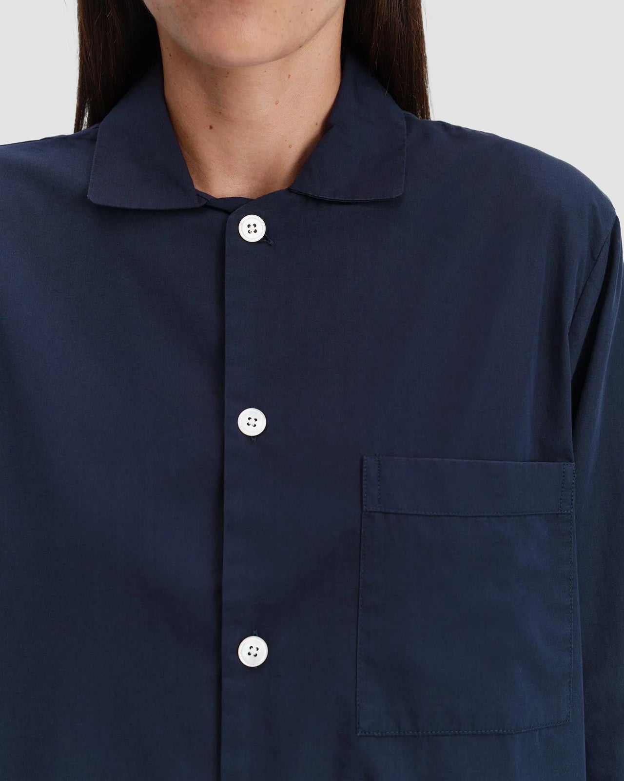 Tekla Poplin Sleepwear Shirt True Navy female SWT TN 4