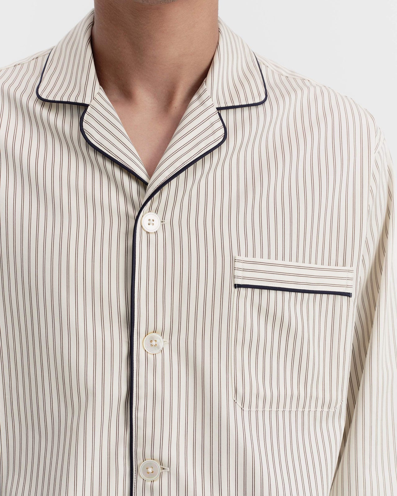 Tekla Sateen Long sleeve shirt Brown Pin Stripes Male 4
