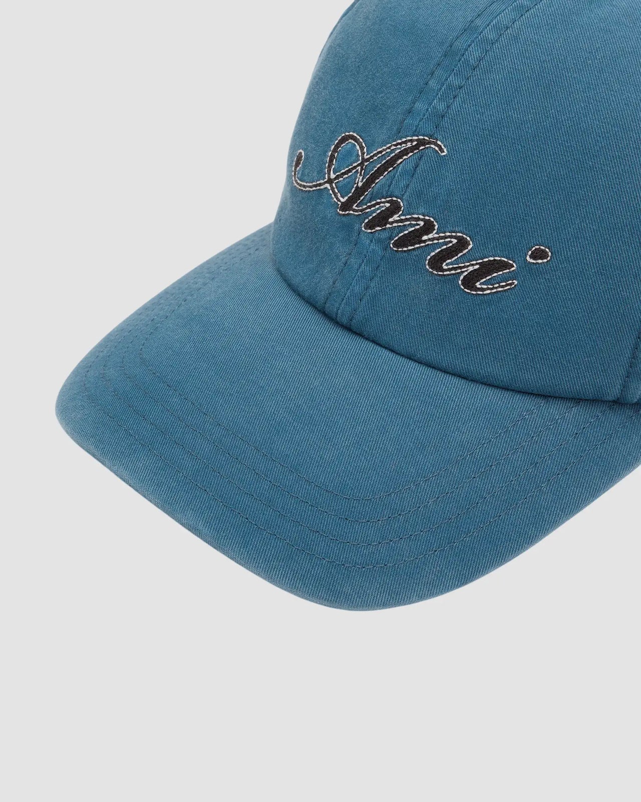 ami paris embroidery cap   royal blue washed 2